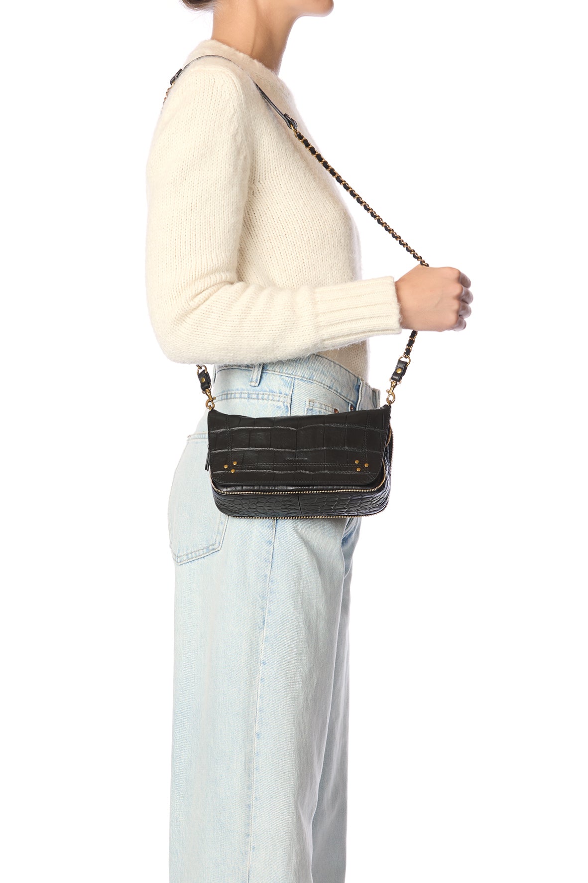 Bobi S Imprimé Croco Noir Cowskin