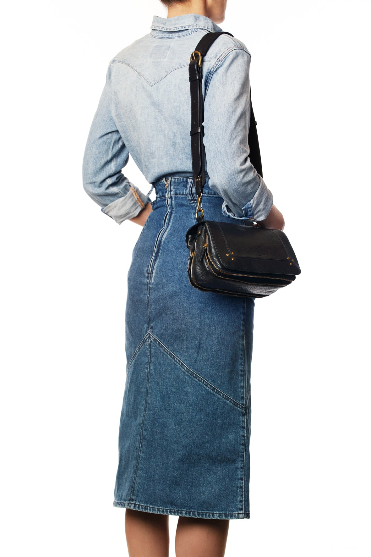 Bandoulière sangle noire large Vachette Noir Brass