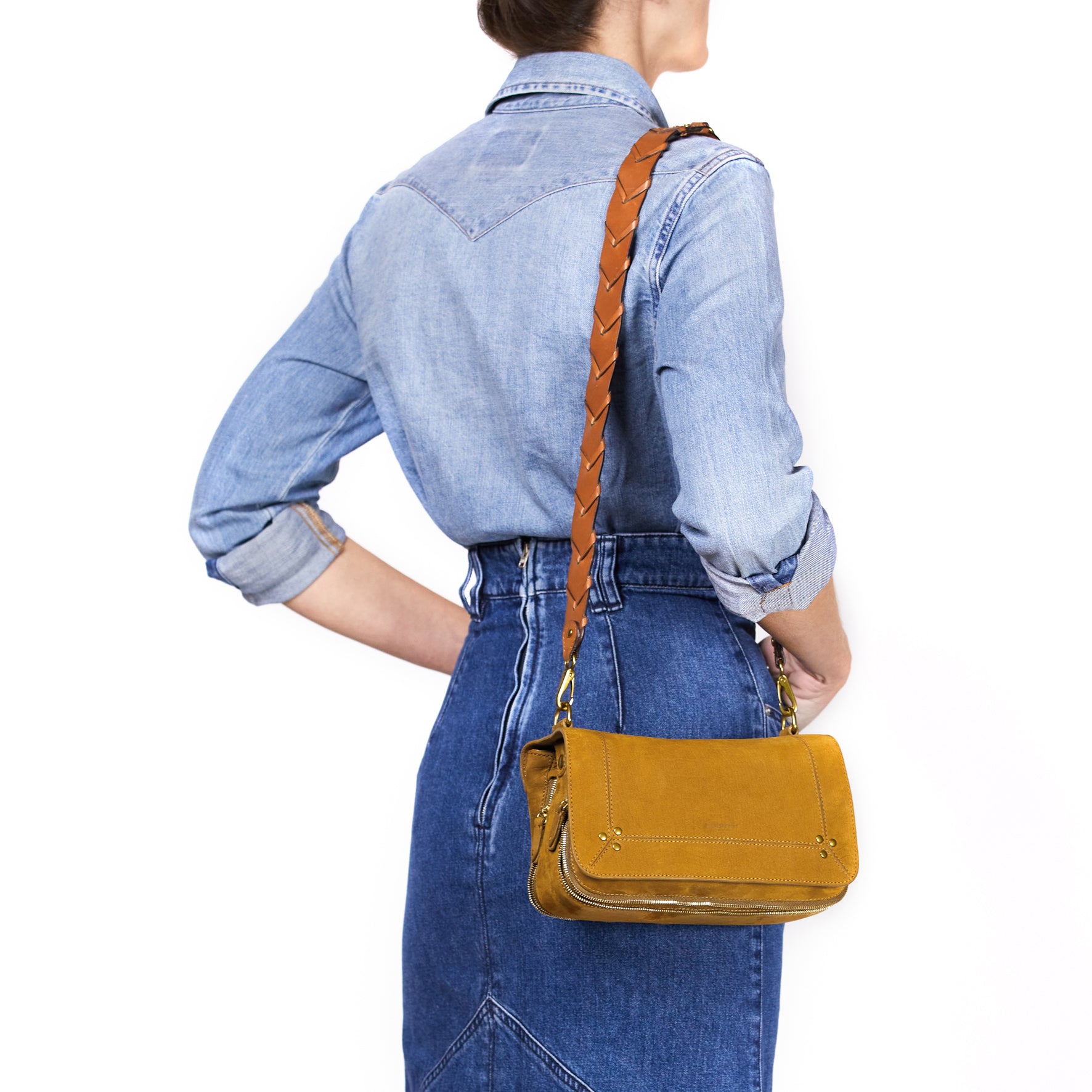 Bandoulière tressée Vachette Chêne