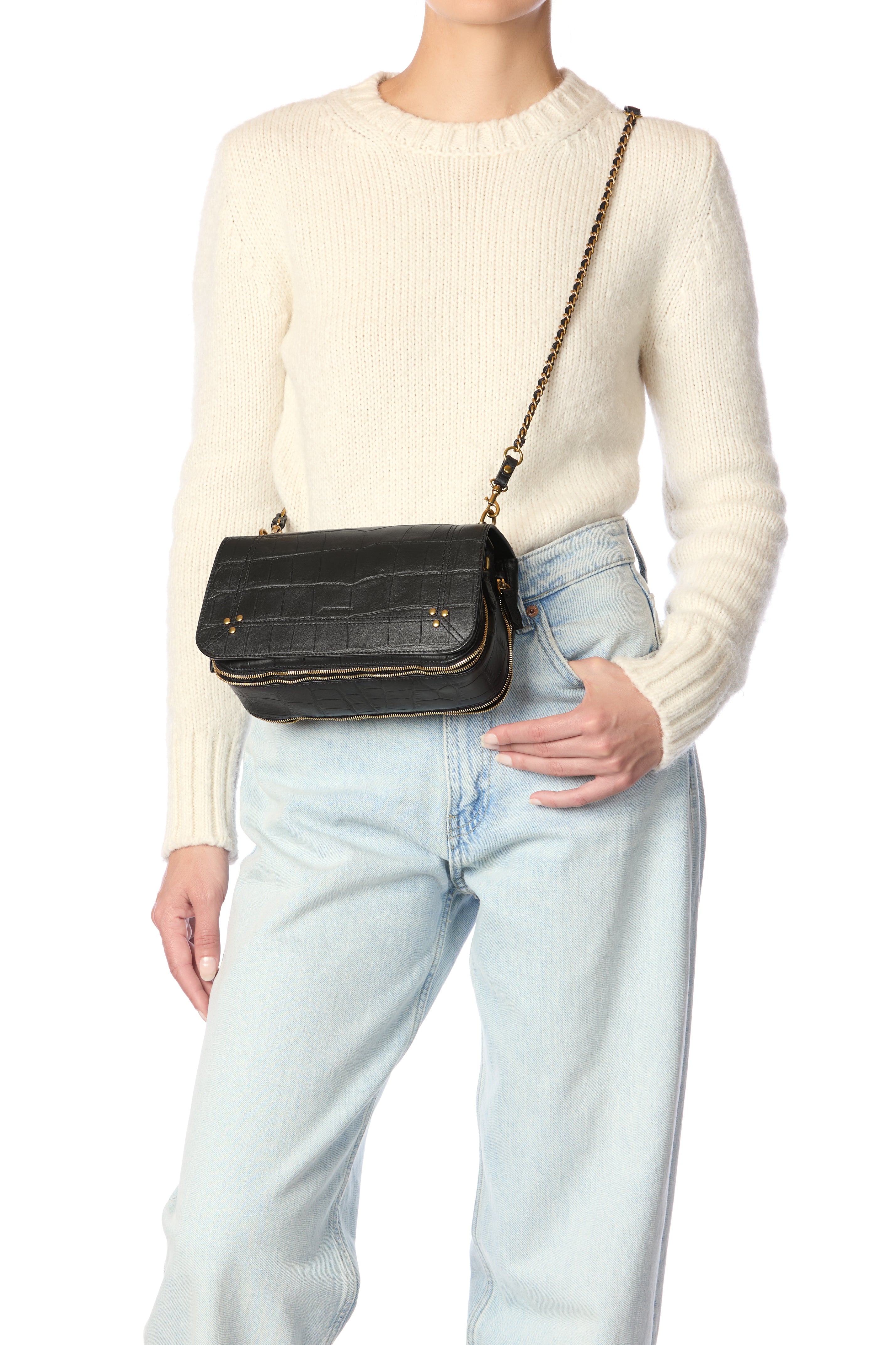 Bobi Vachette Imprimé Croco Noir