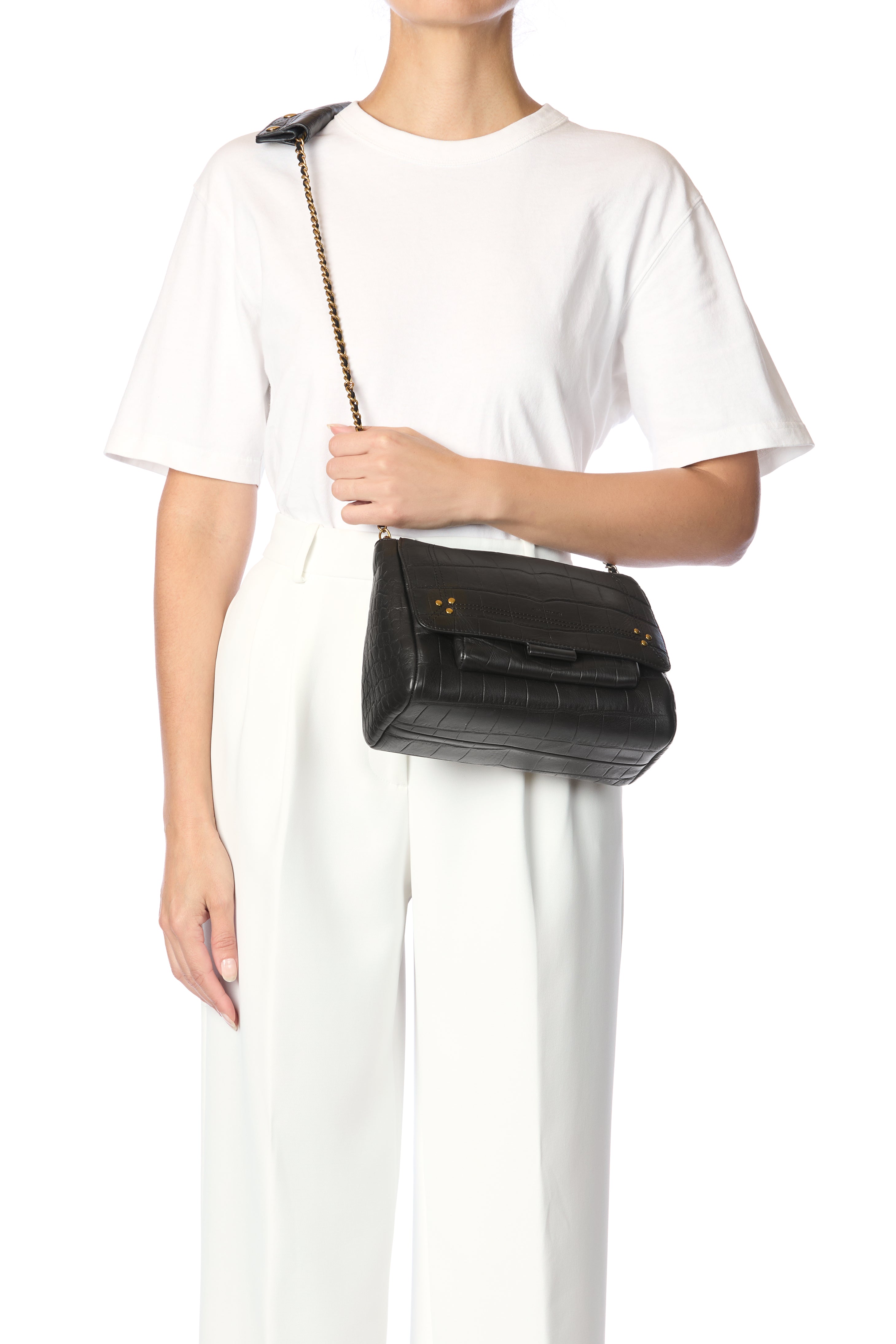 Lulu M Vachette Imprimé Croco Noir