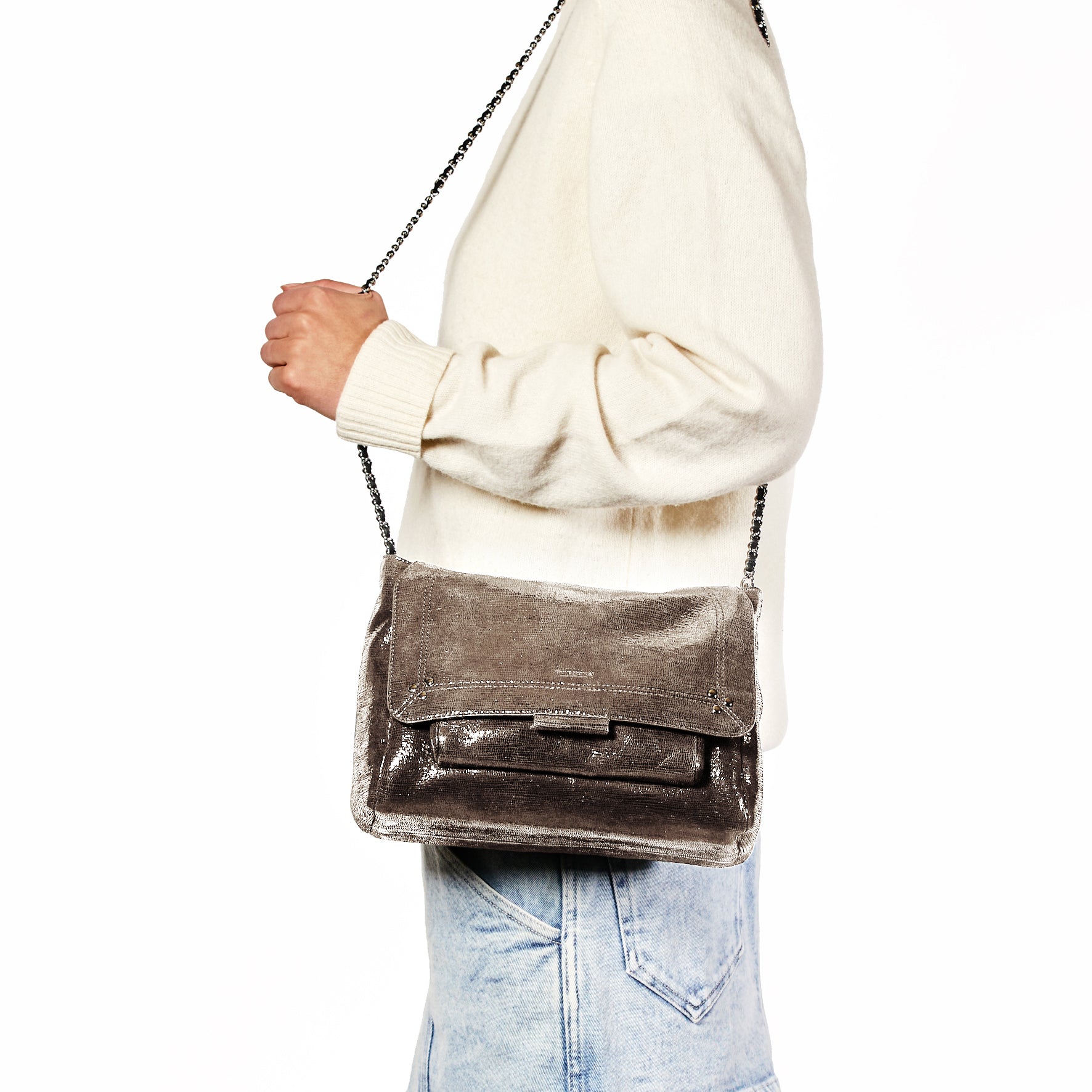 Lulu L Chèvre Lamé Champagne