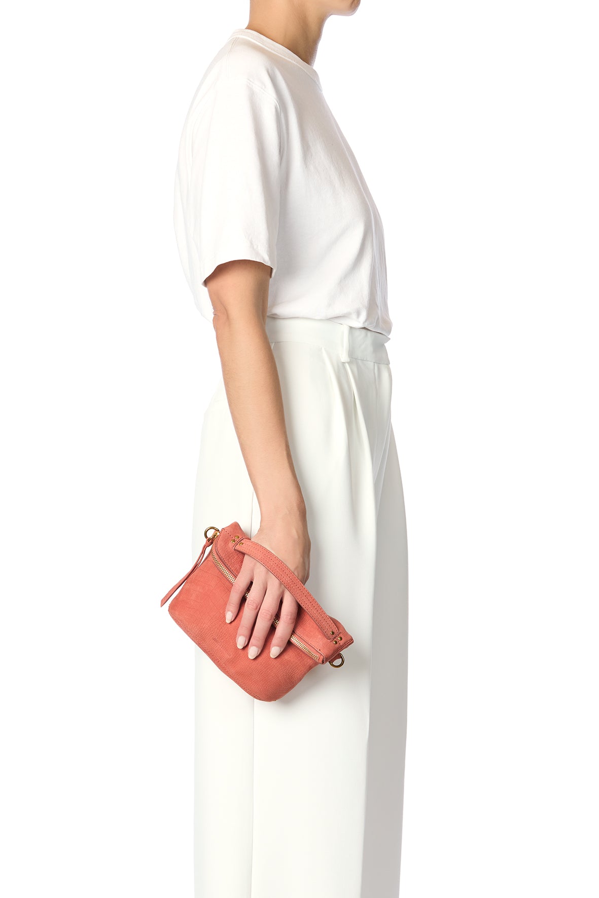Lucky pochette Taurillon Imprimé Croco Terracotta