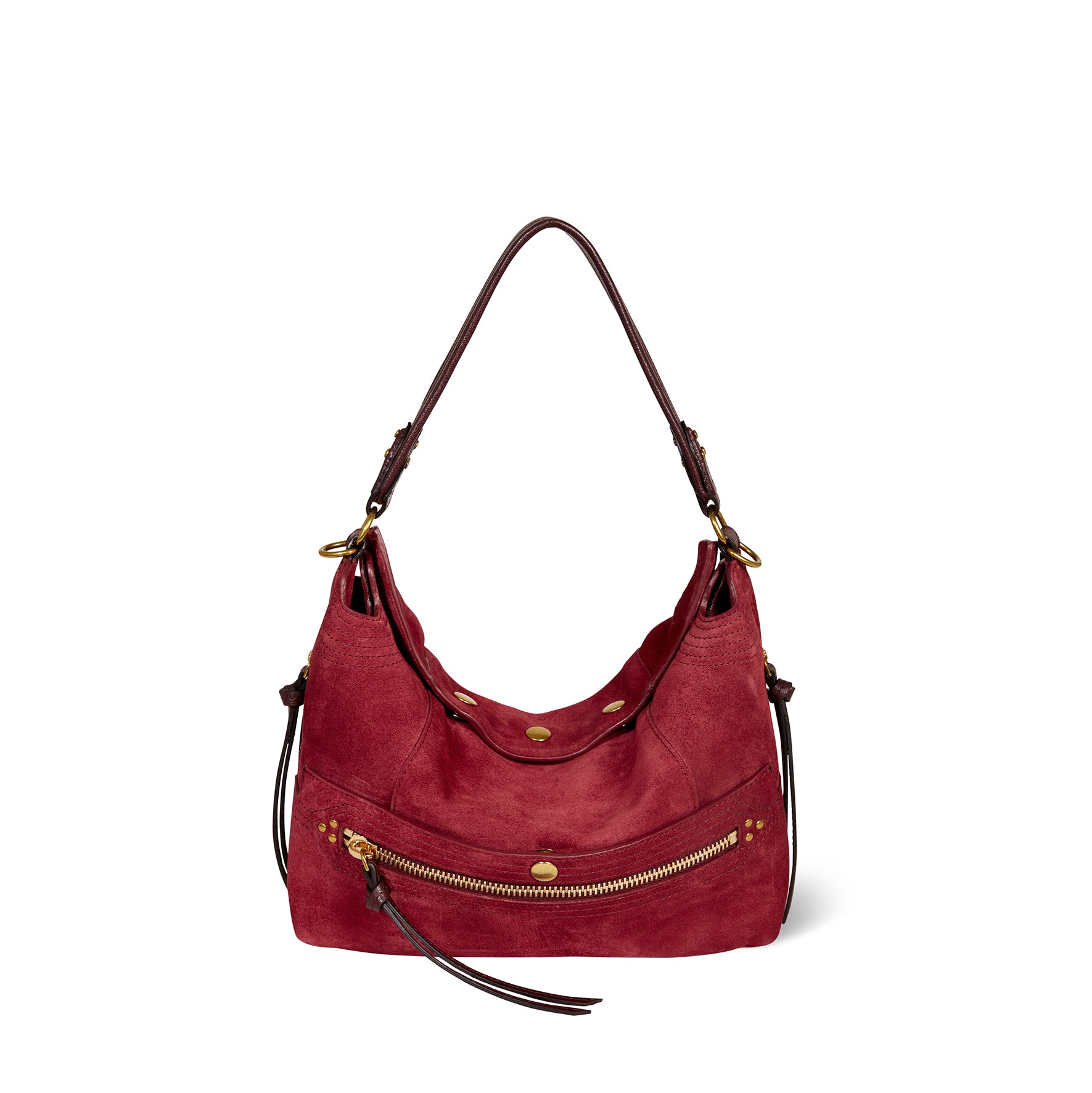Sac Lucky Hobo Croûte Velours Burgundy