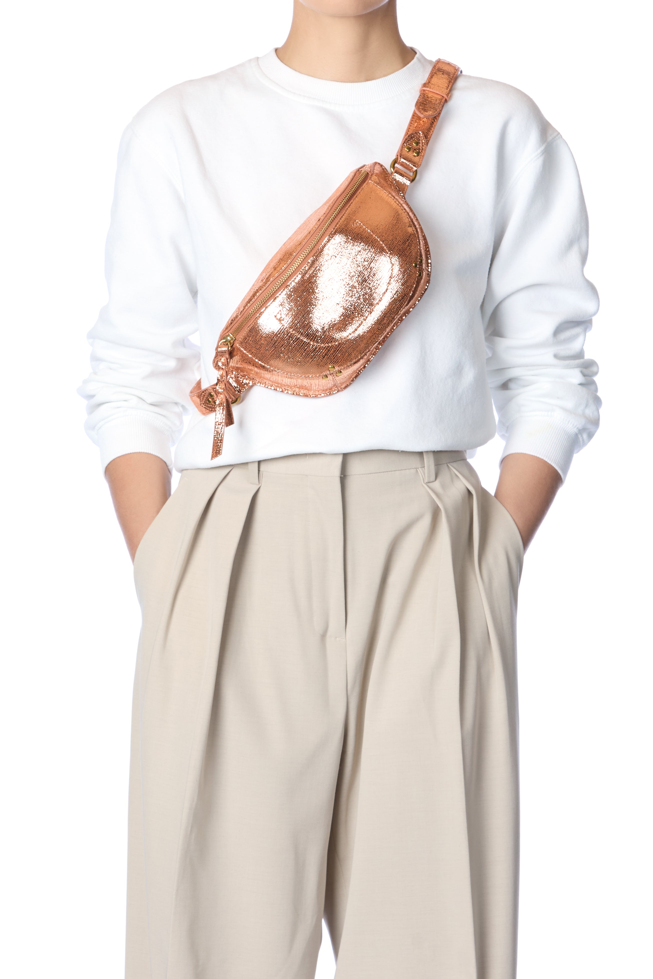 Sac Lino banane Chèvre Lamé Rose Gold