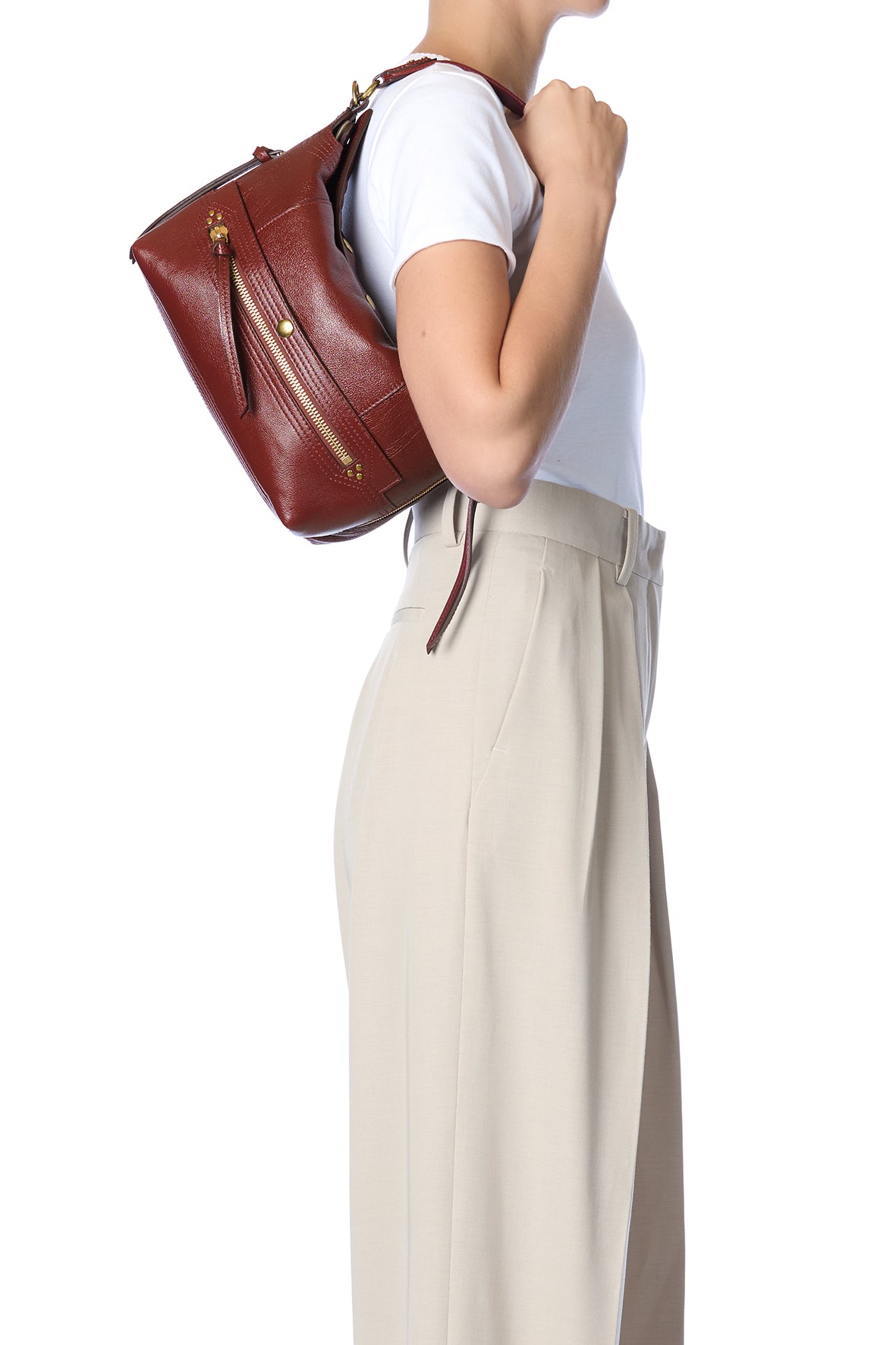 Sac Lucky Hobo Buffle Acajou