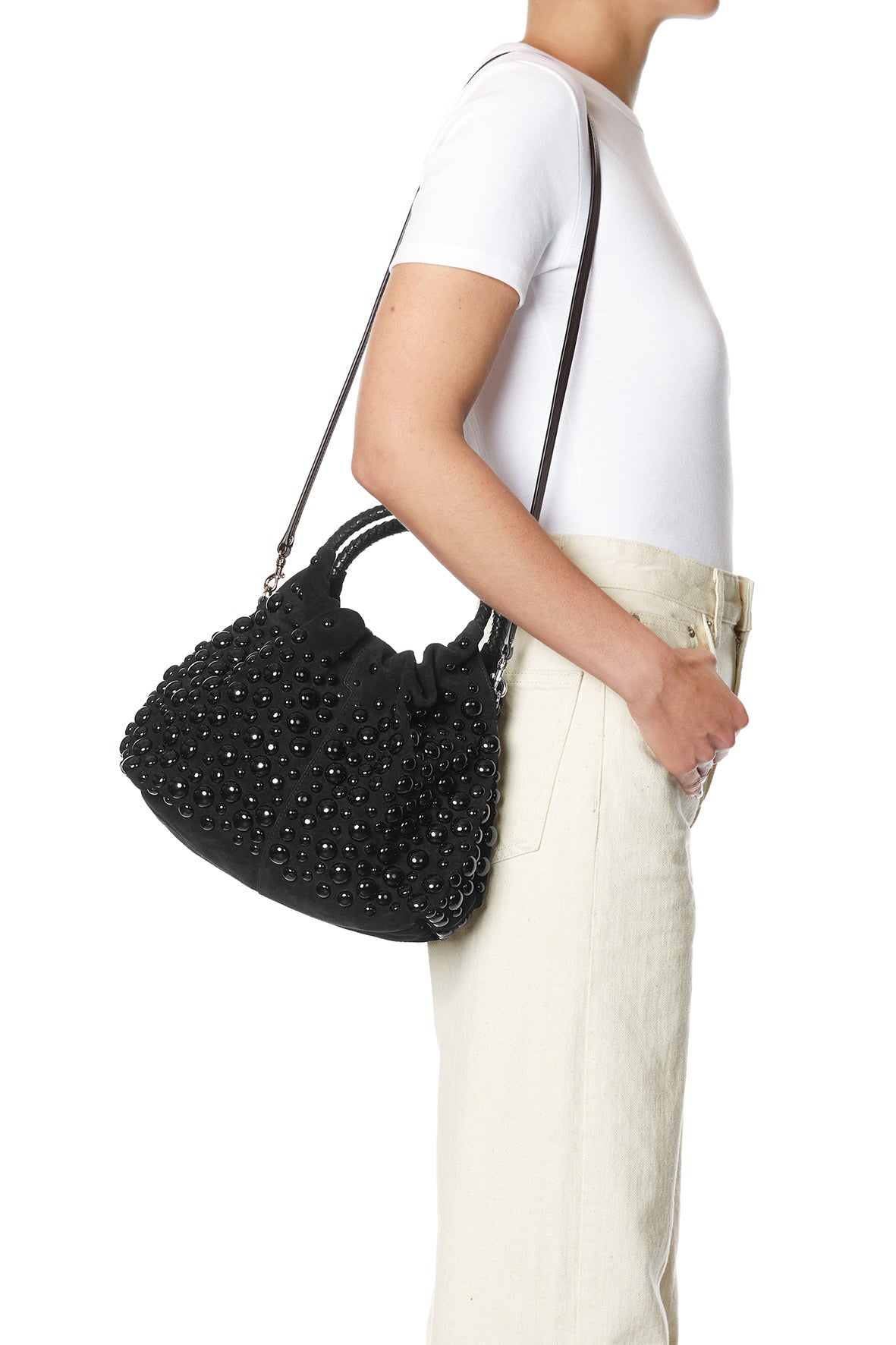 Sac Gordi M croute velours Noir / Noir