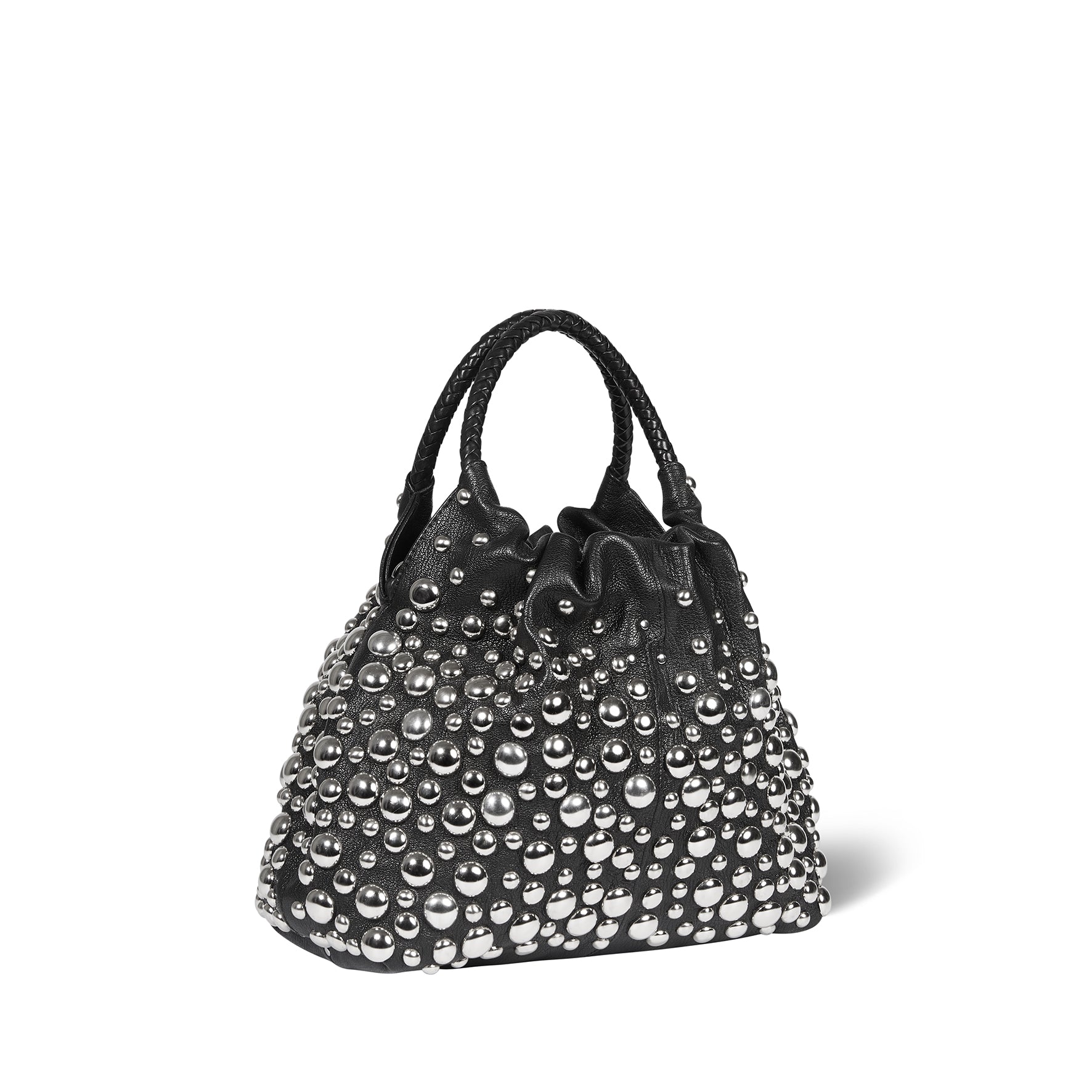 Sac Gordi M Chèvre Noir Grainé Silver