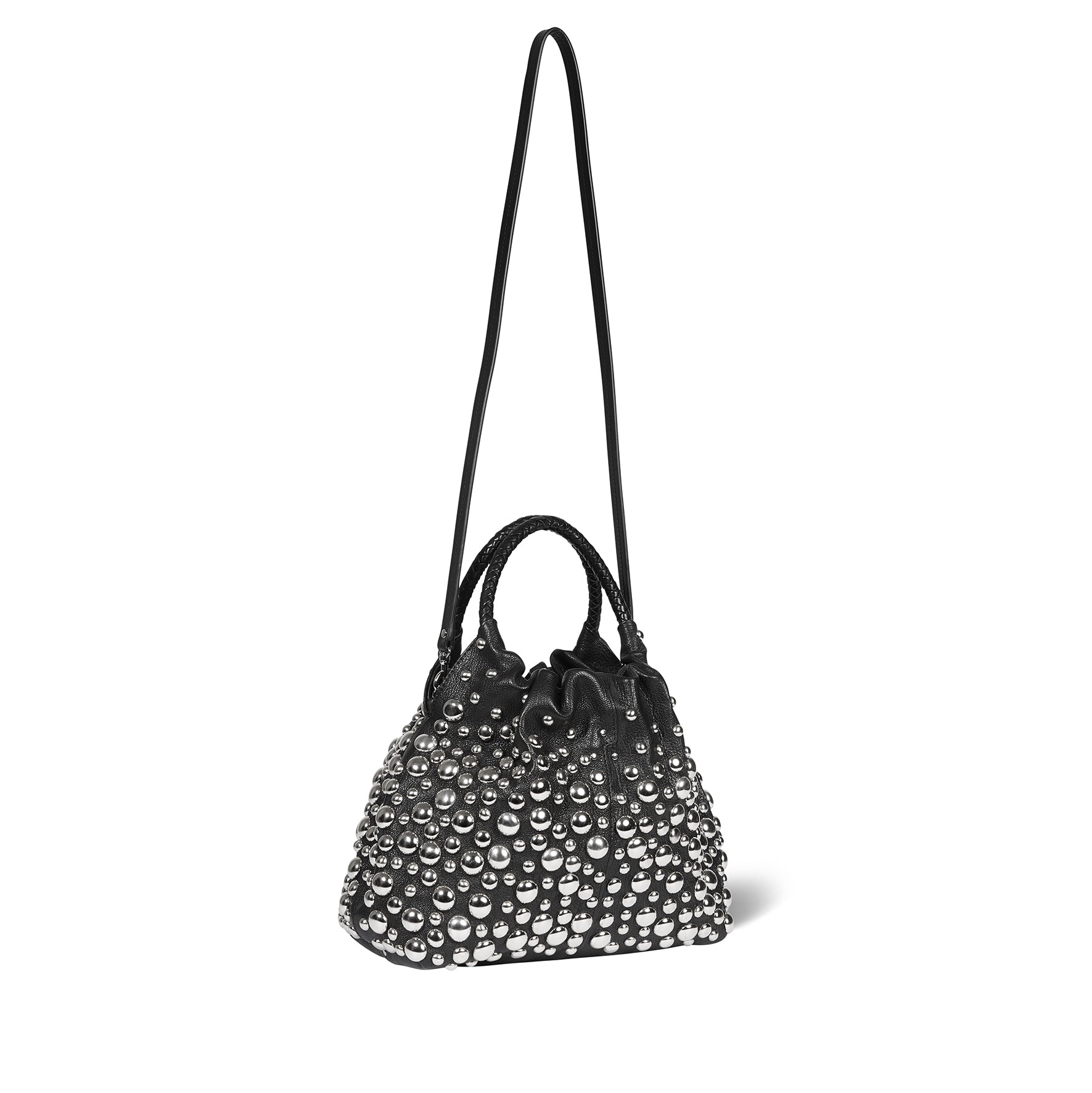 Sac Gordi M Chèvre Noir Grainé Silver