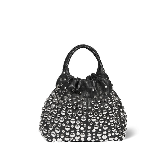 Sac Gordi M Chèvre Noir Grainé Silver