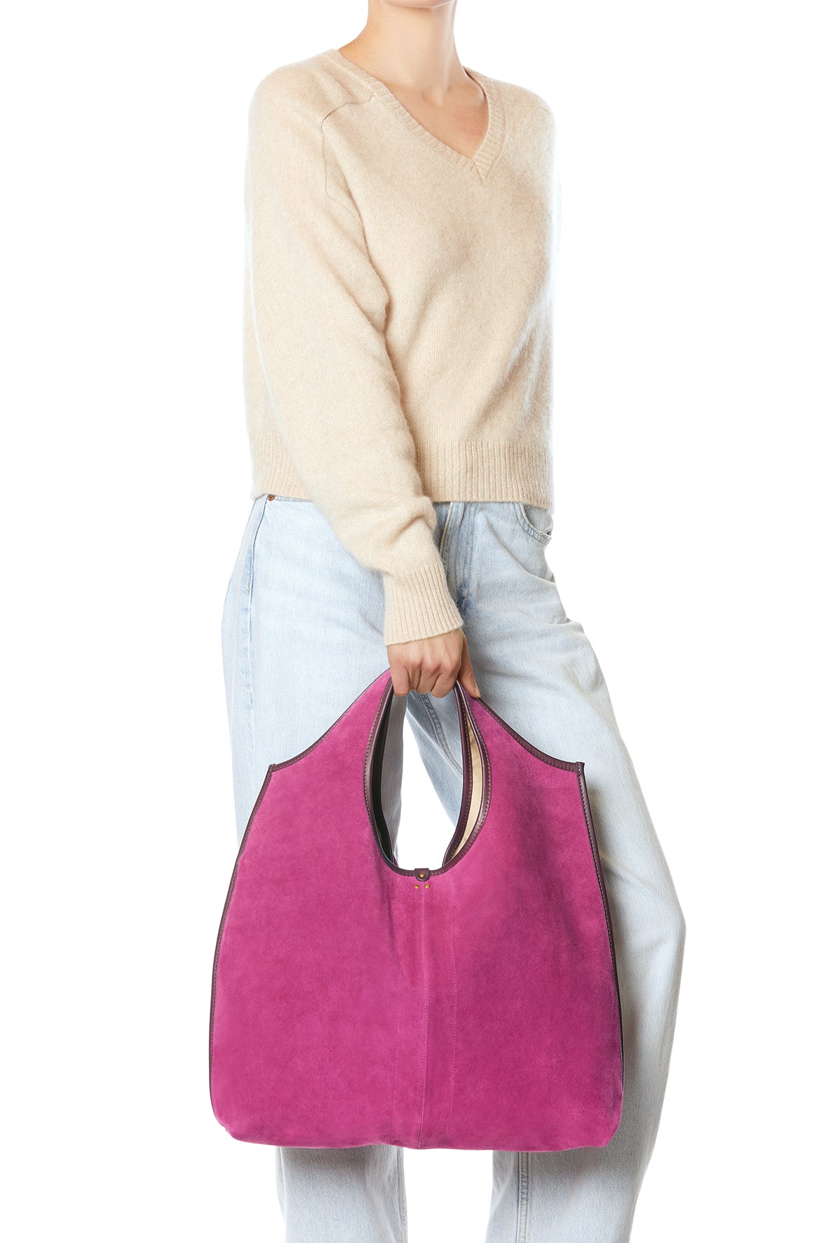 Sac Cabas Paco croute velours Orchidée