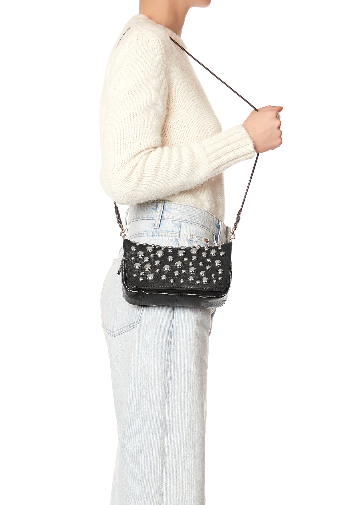 Sac Bobi S Chèvre Noir Grainé Silver