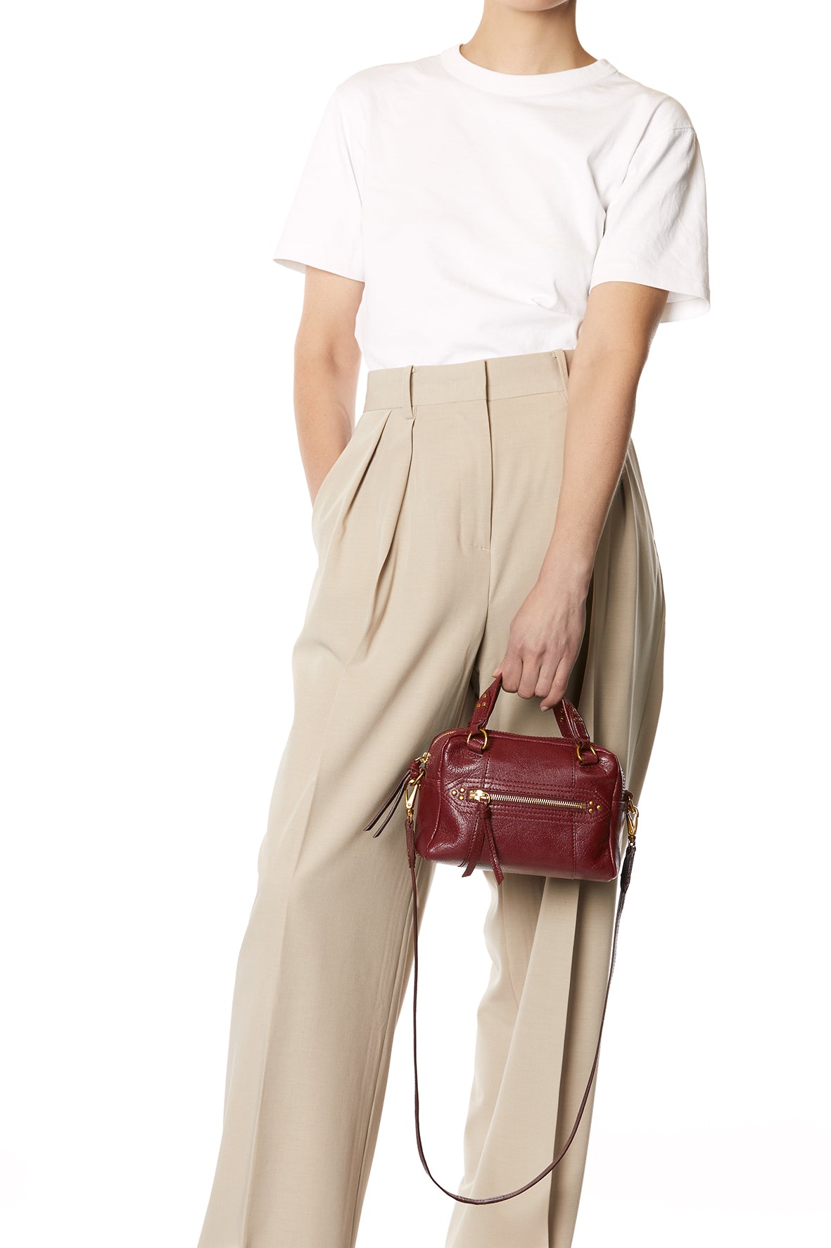 Sac Lucky Bowling Mini Chèvre Bordeaux