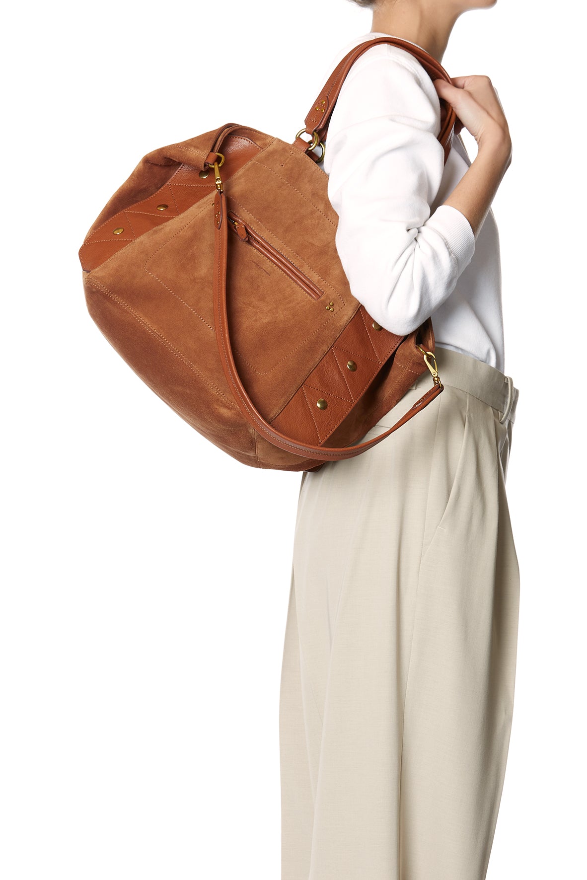 Sac Cabas Roger croute velours Caramel
