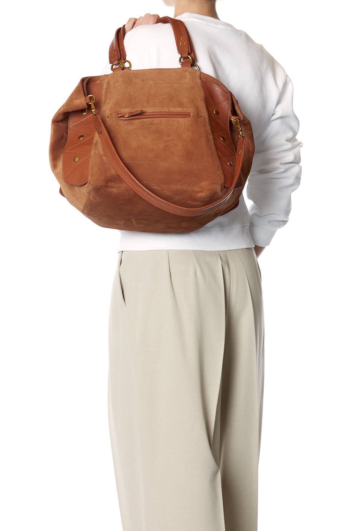 Sac Cabas Roger croute velours Caramel