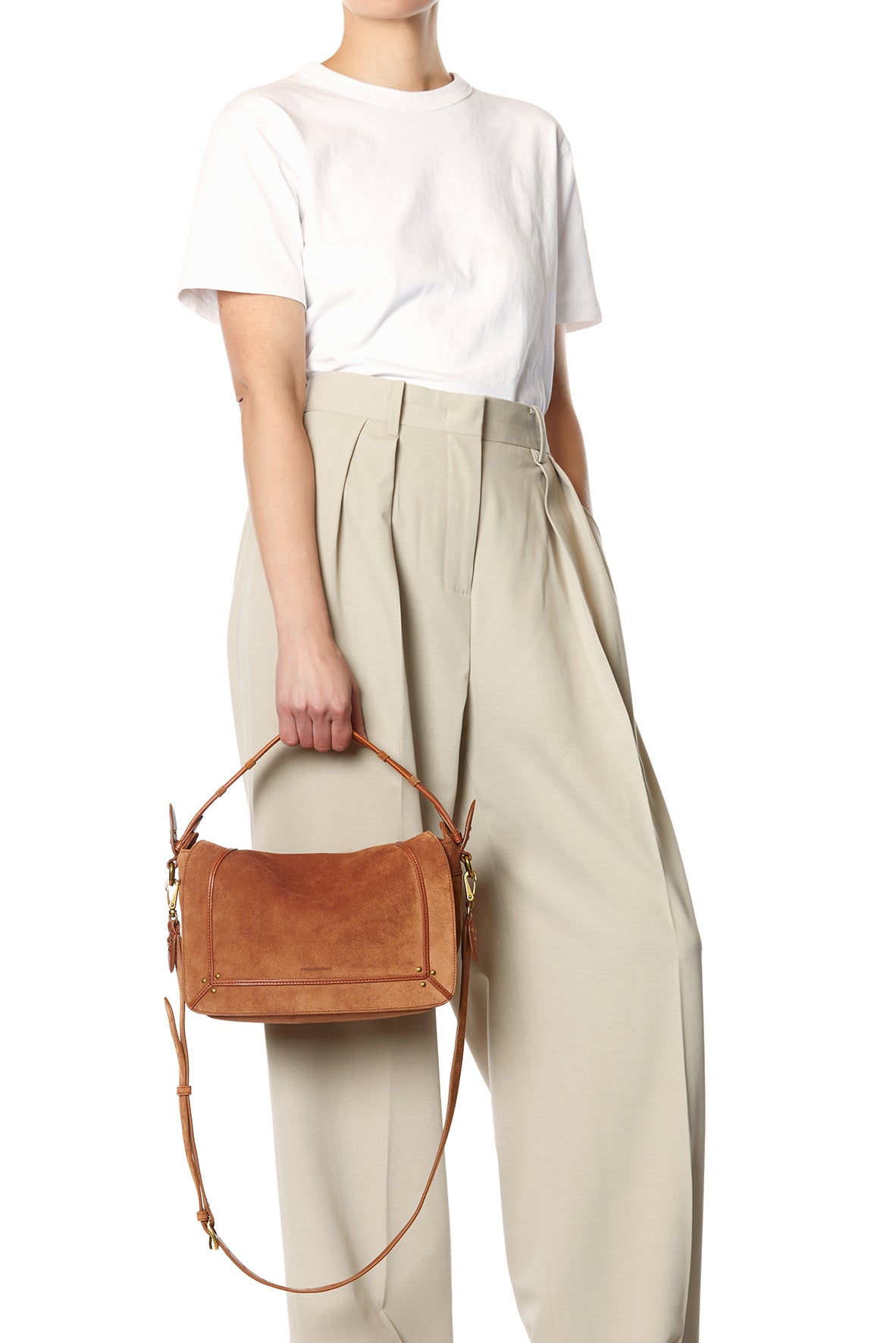 Sac Pepito M croute velours Caramel