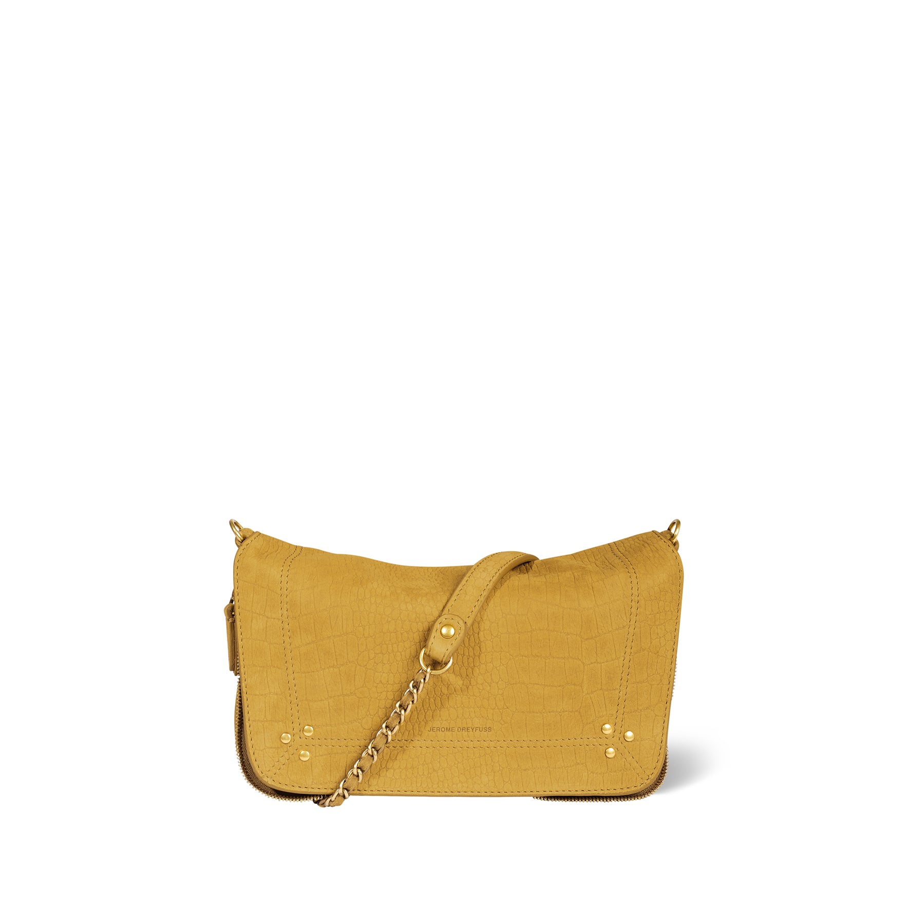 Sac Bobi S taurillon Imprimé Croco Moutarde