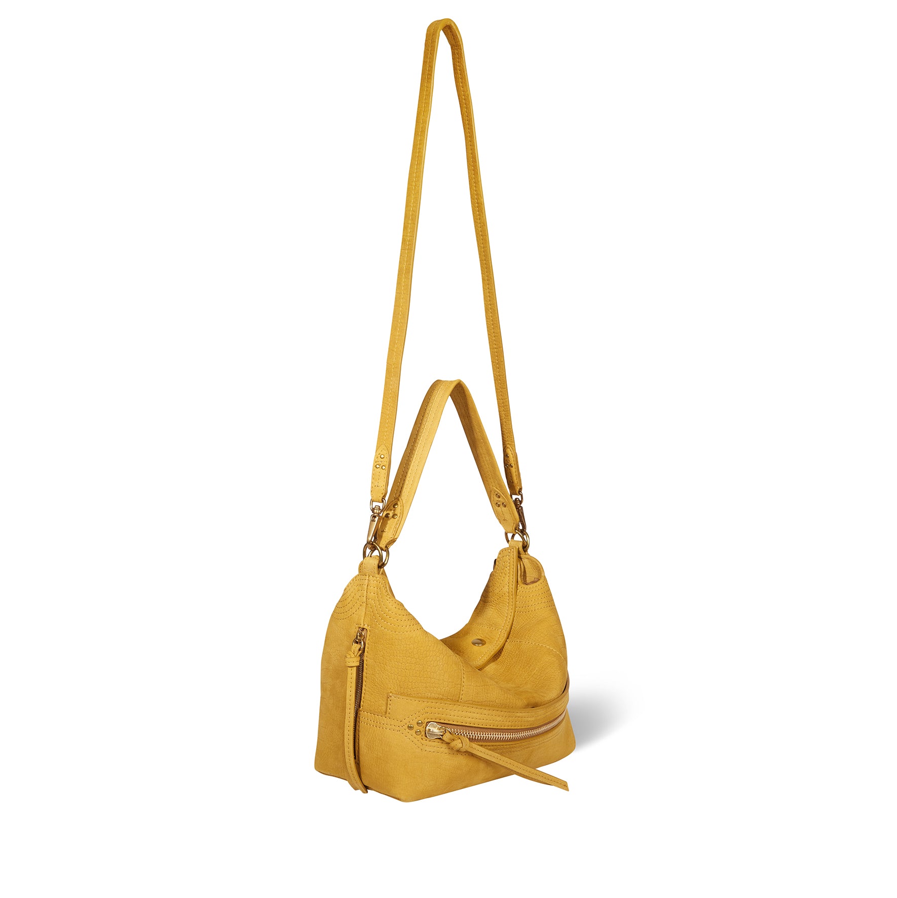 Sac Lucky Hobo taurillon Imprimé Croco Moutarde