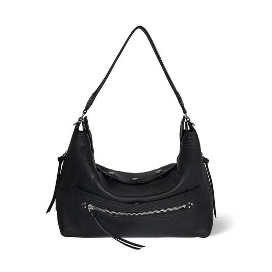 Sac Lucky Hobo Large buffle Noir Silver