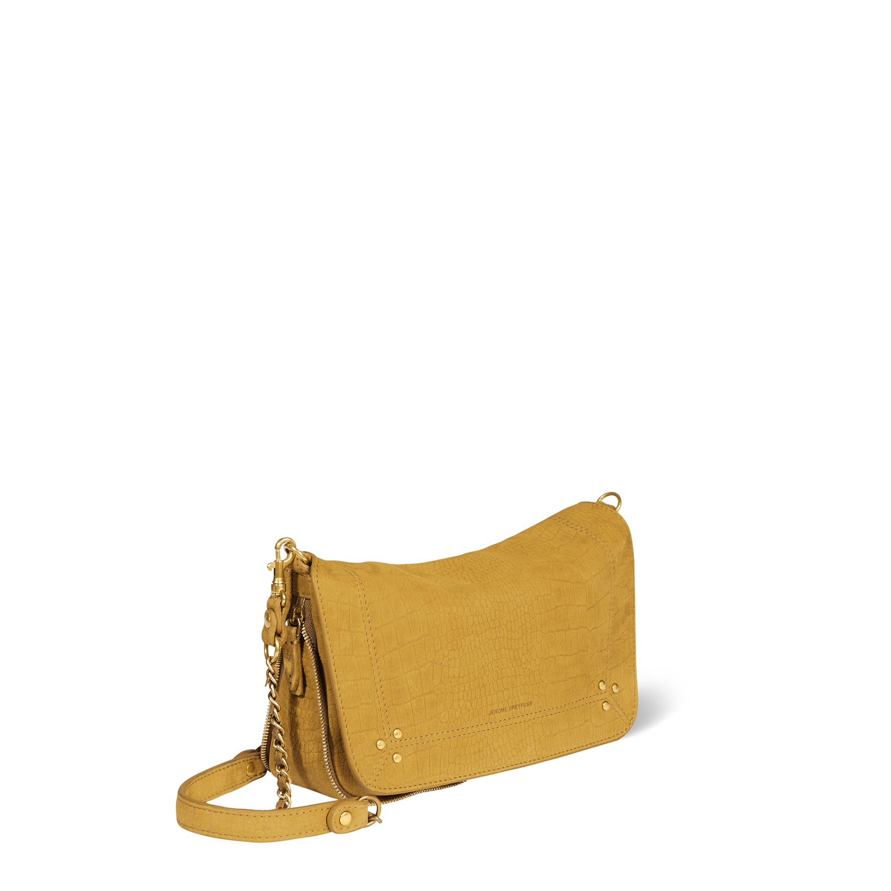 Sac Bobi S taurillon Imprimé Croco Moutarde