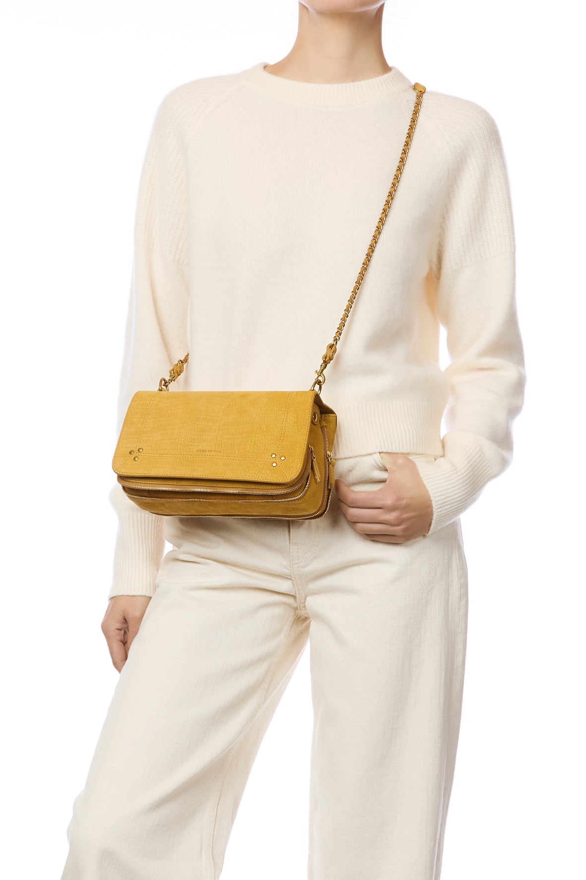 Sac Bobi taurillon Imprimé Croco Moutarde