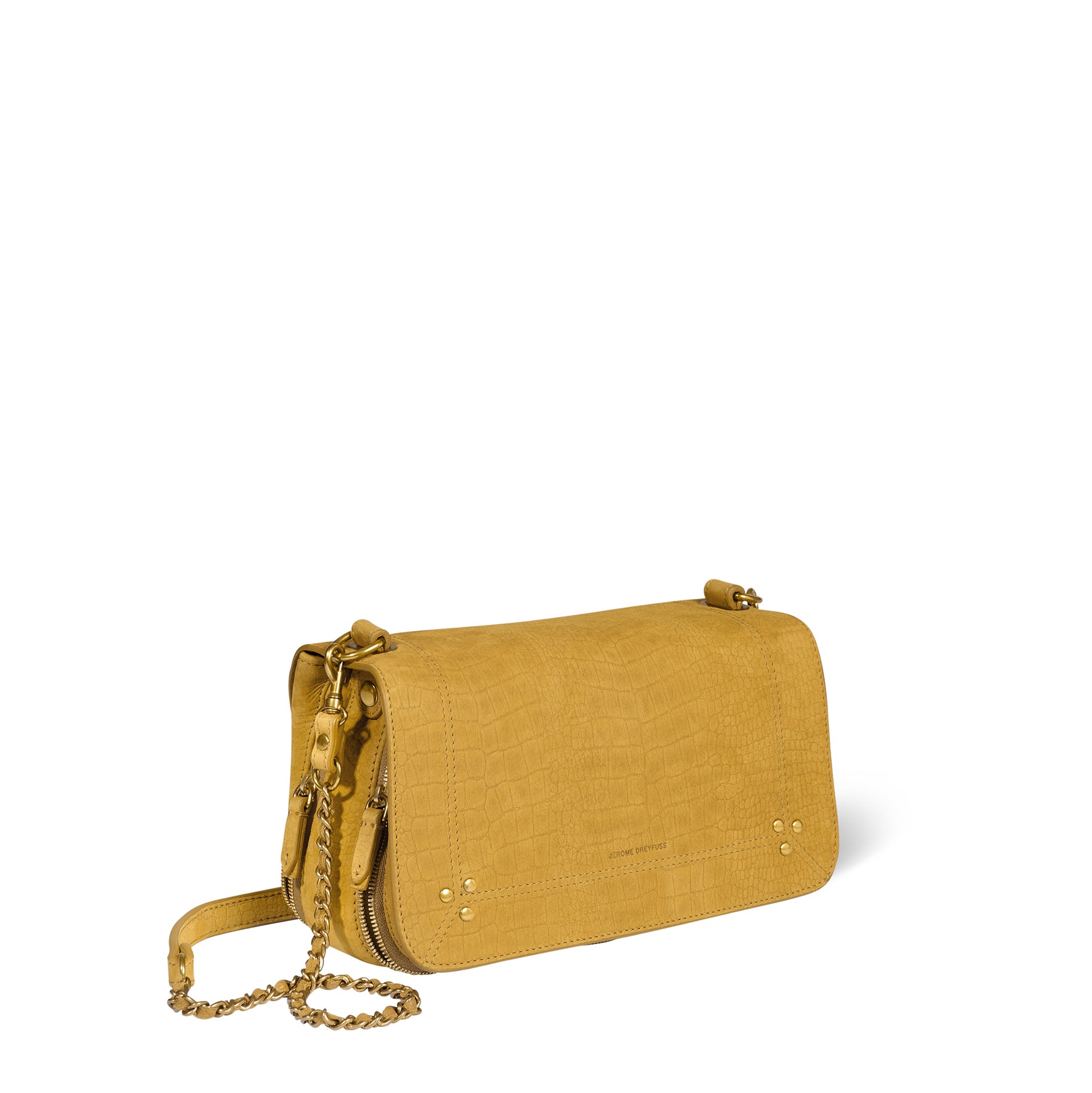 Sac Bobi taurillon Imprimé Croco Moutarde