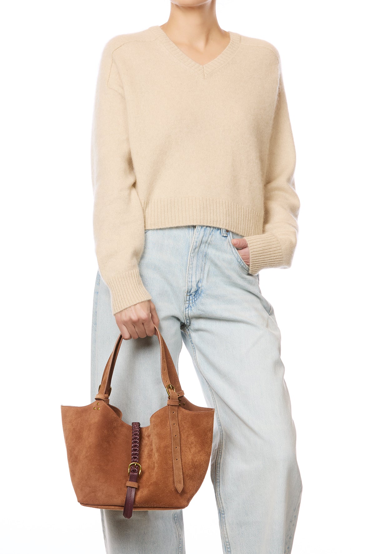 Sac Cabas Joseph S croute velours Caramel