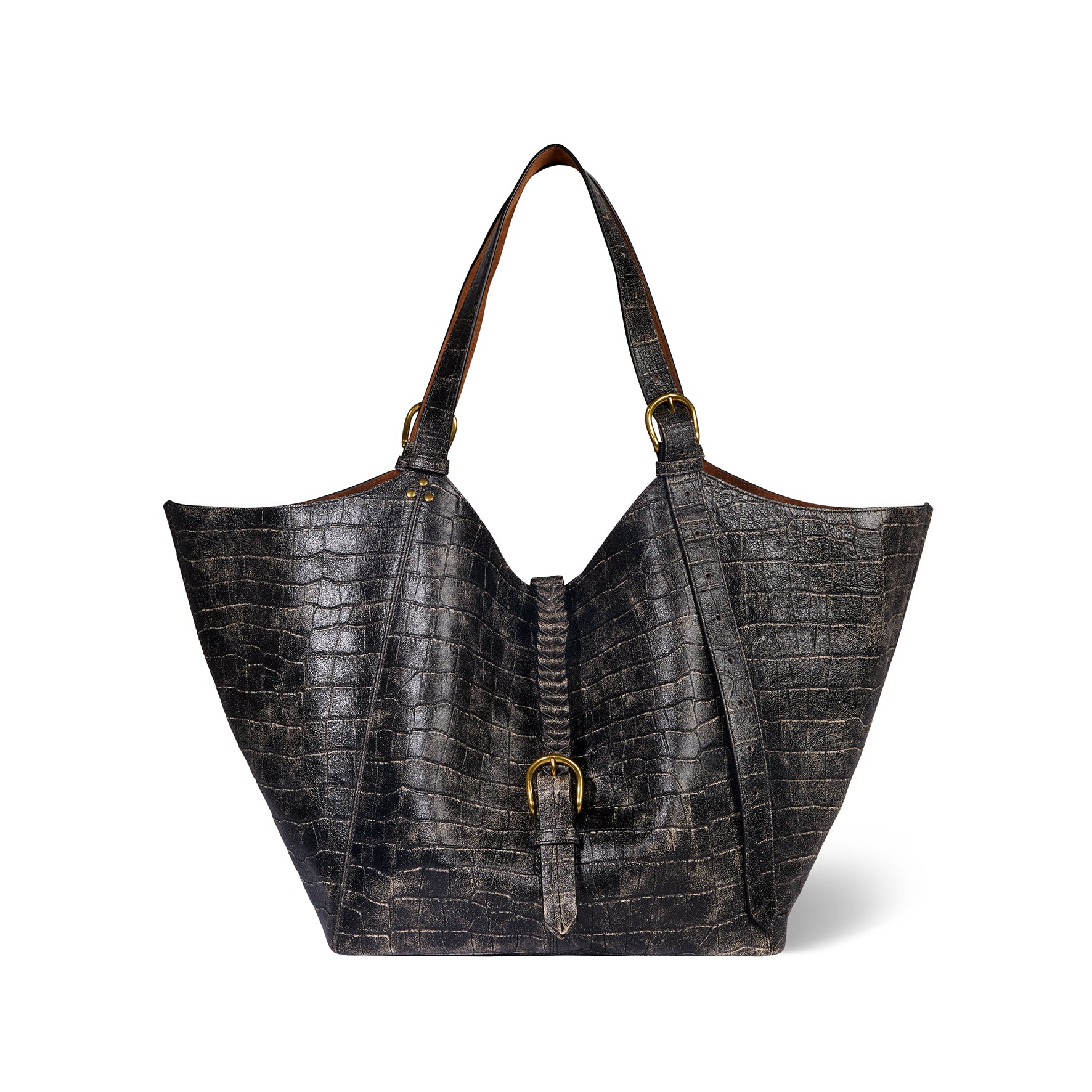 Joseph M Tote bag Noir Brass Buffalo leather – Jérôme Dreyfuss