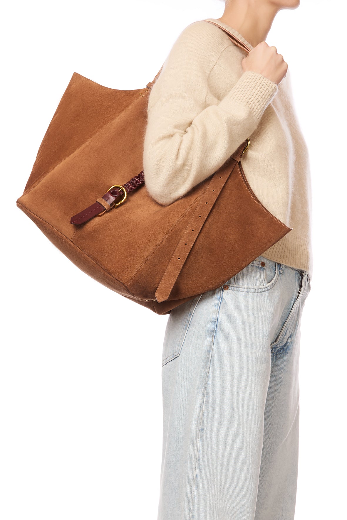 Sac Cabas Joseph M croute velours Caramel