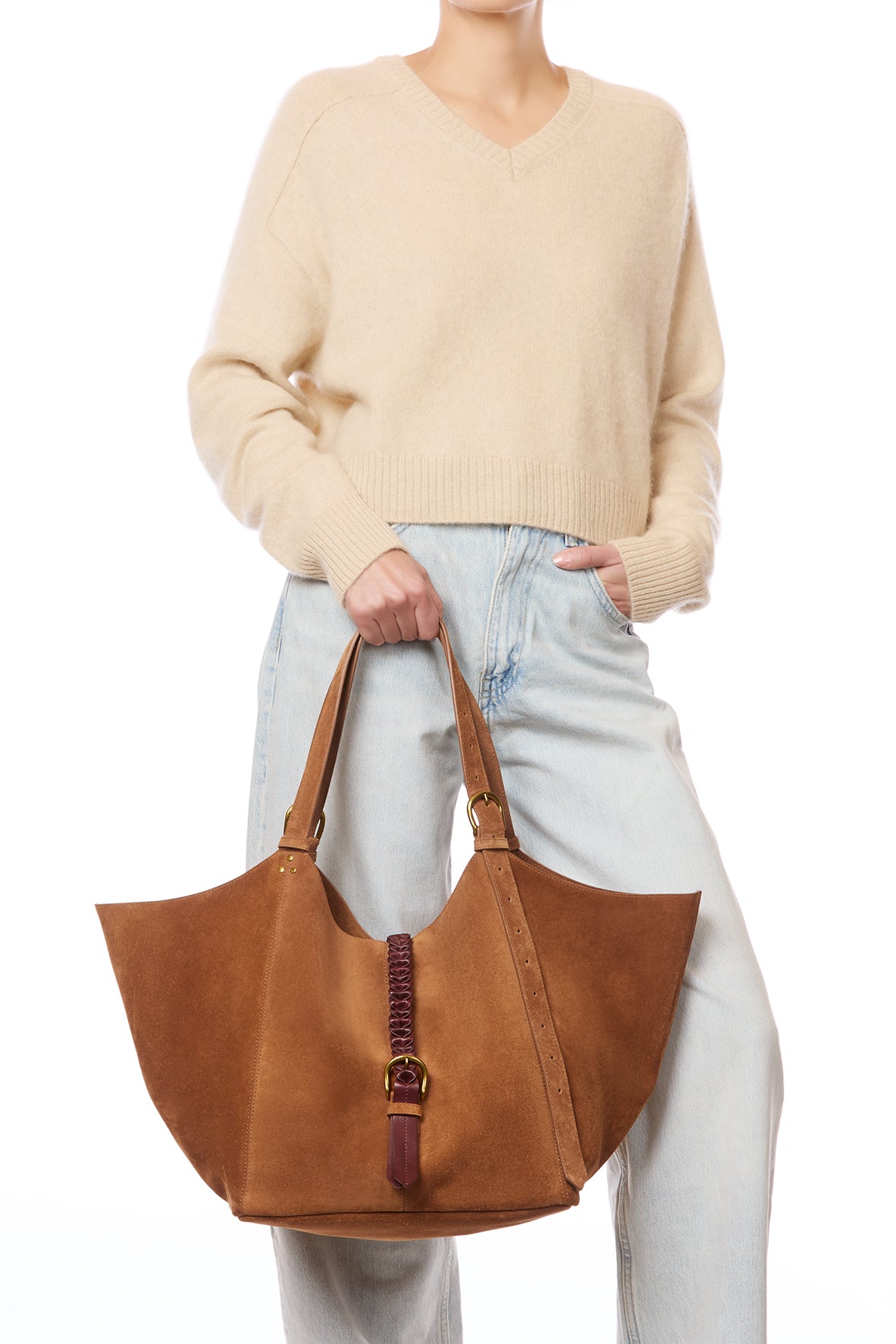 Sac Cabas Joseph M croute velours Caramel