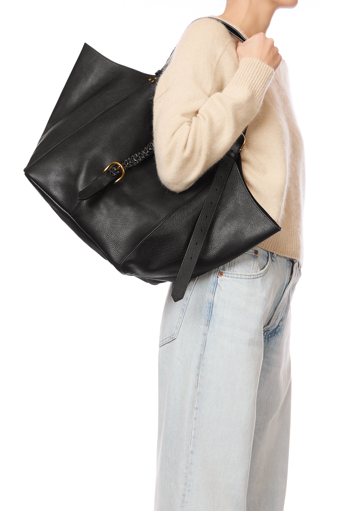 Sac Cabas Joseph M buffle Noir Brass