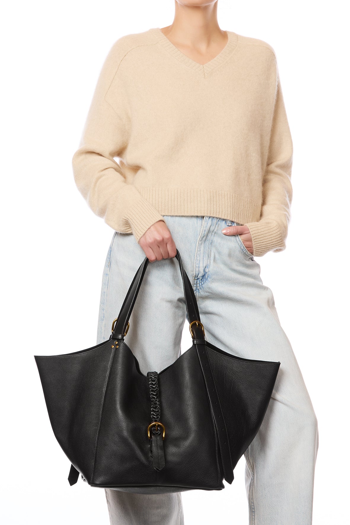 Sac Cabas Joseph M buffle Noir Brass