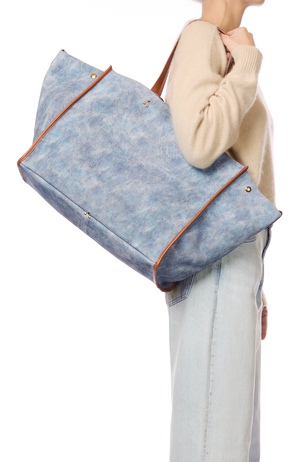 Sac Cabas Léon L croute velours Washed Jean's