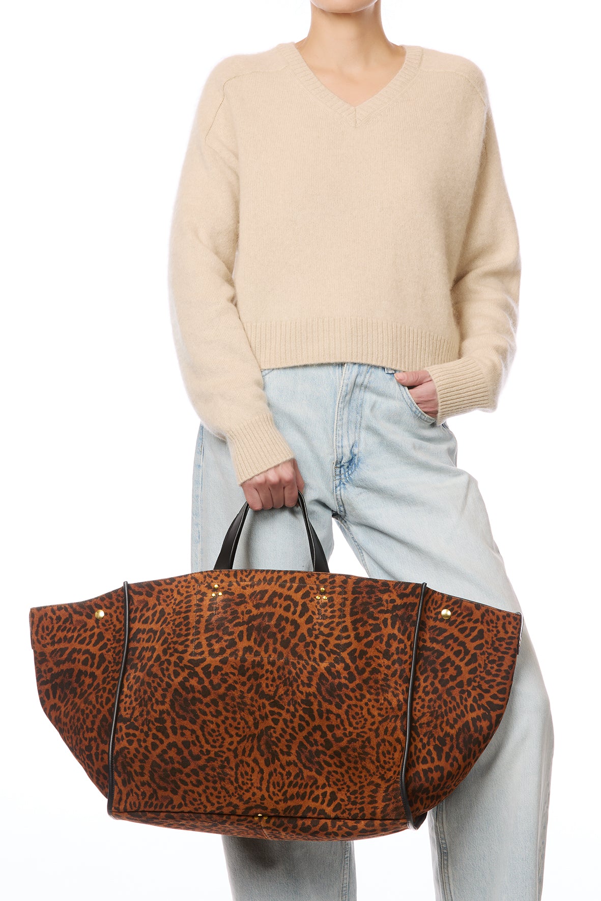 Sac Cabas Léon L croute velours Chat Sauvage