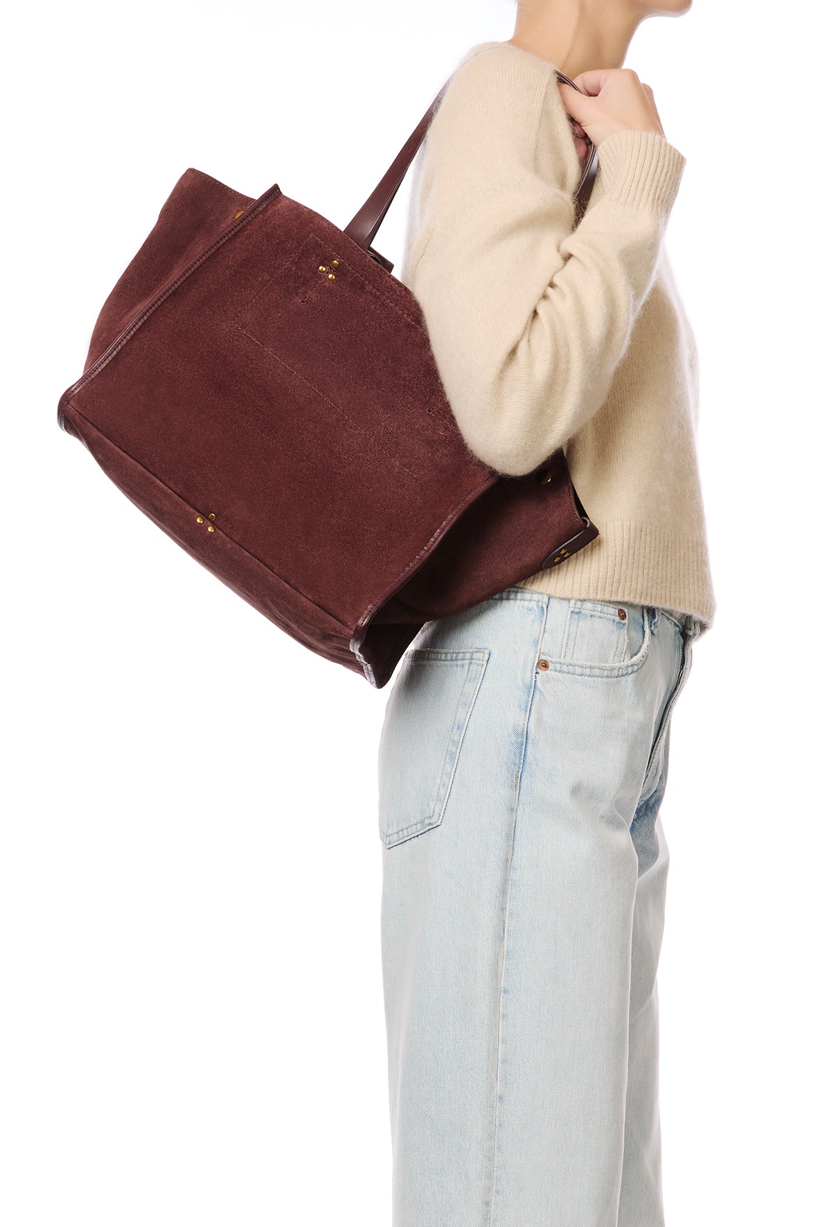 Sac Cabas Léon M croute velours Brulé