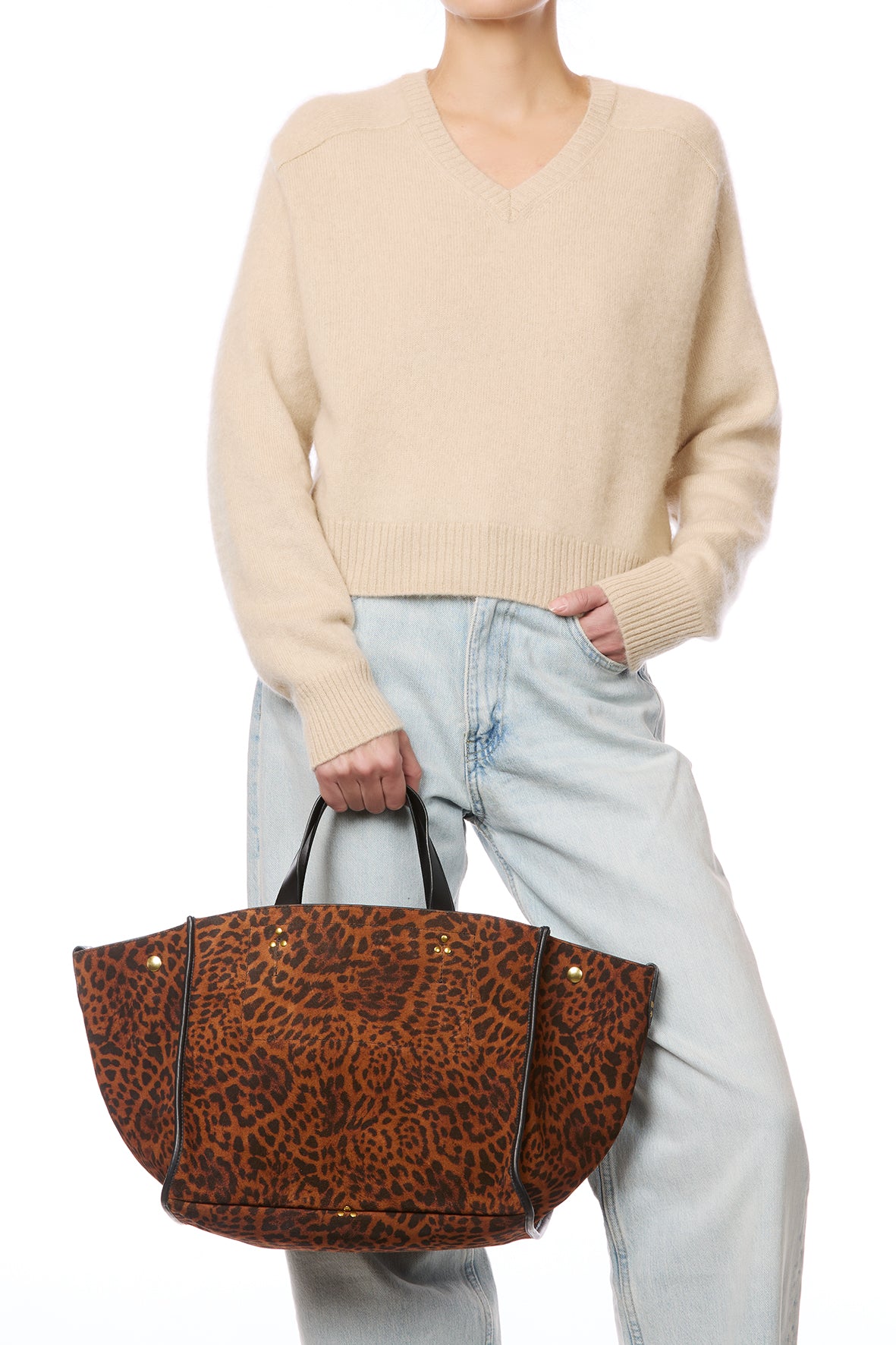 Sac Cabas Léon M croute velours Chat Sauvage