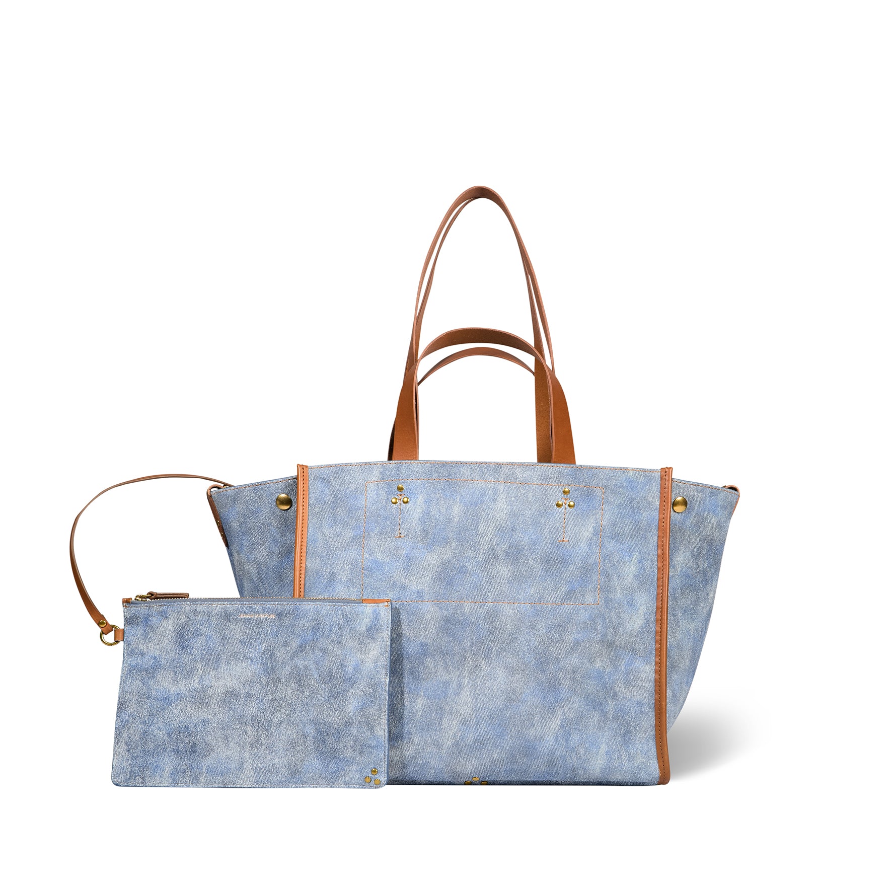 Sac Cabas Léon M croute velours Washed Jean's