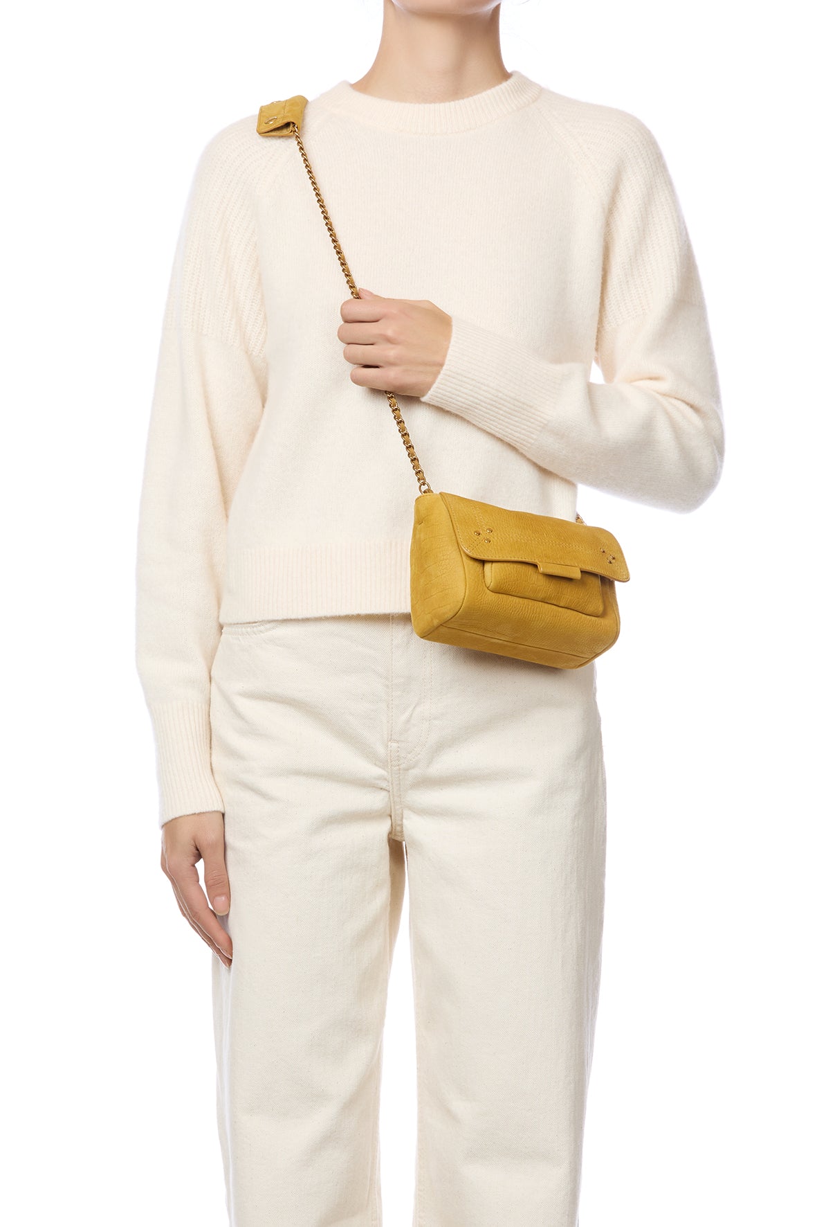 Sac Lulu S taurillon Imprimé Croco Moutarde