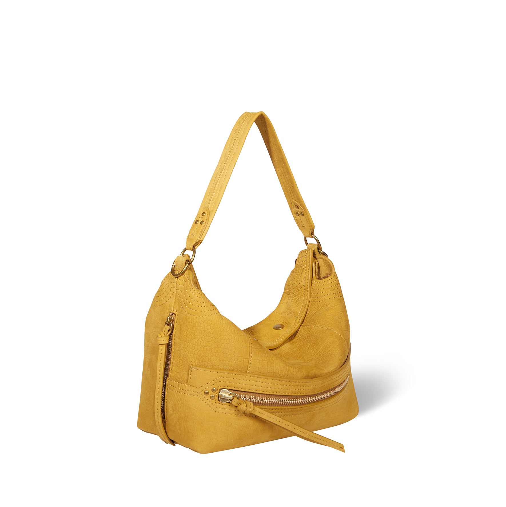 Sac Lucky Hobo taurillon Imprimé Croco Moutarde