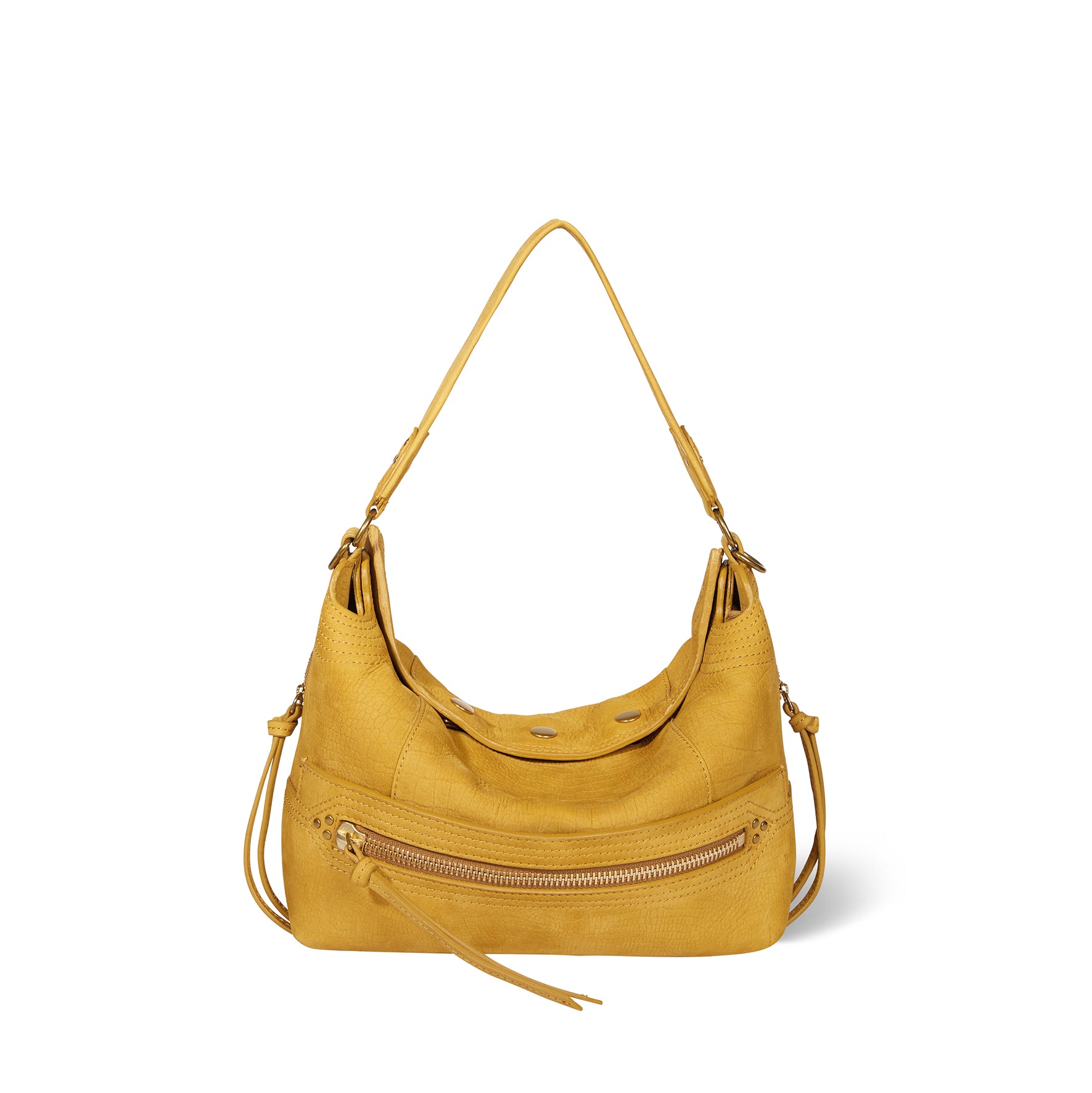 Sac Lucky Hobo taurillon Imprimé Croco Moutarde