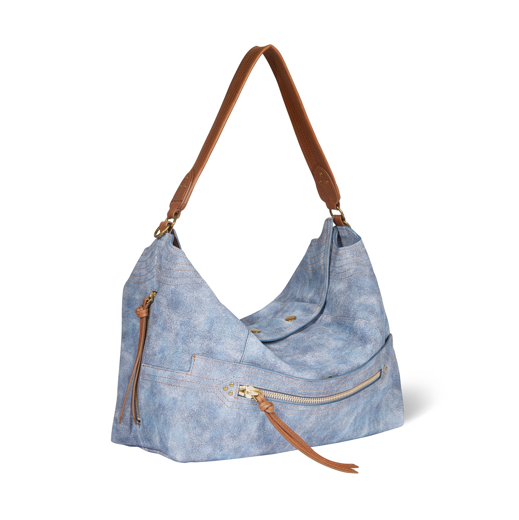 Sac Lucky Hobo Large croute velours Washed Jean's