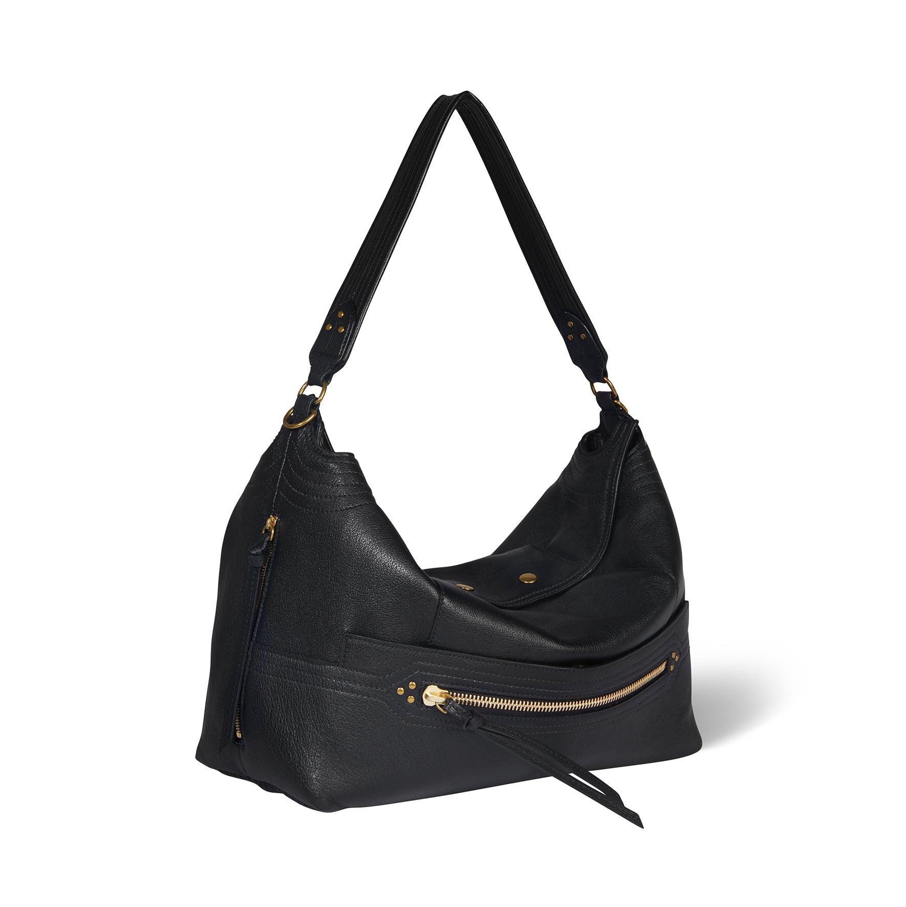 Sac Lucky Hobo Large buffle Noir Brass