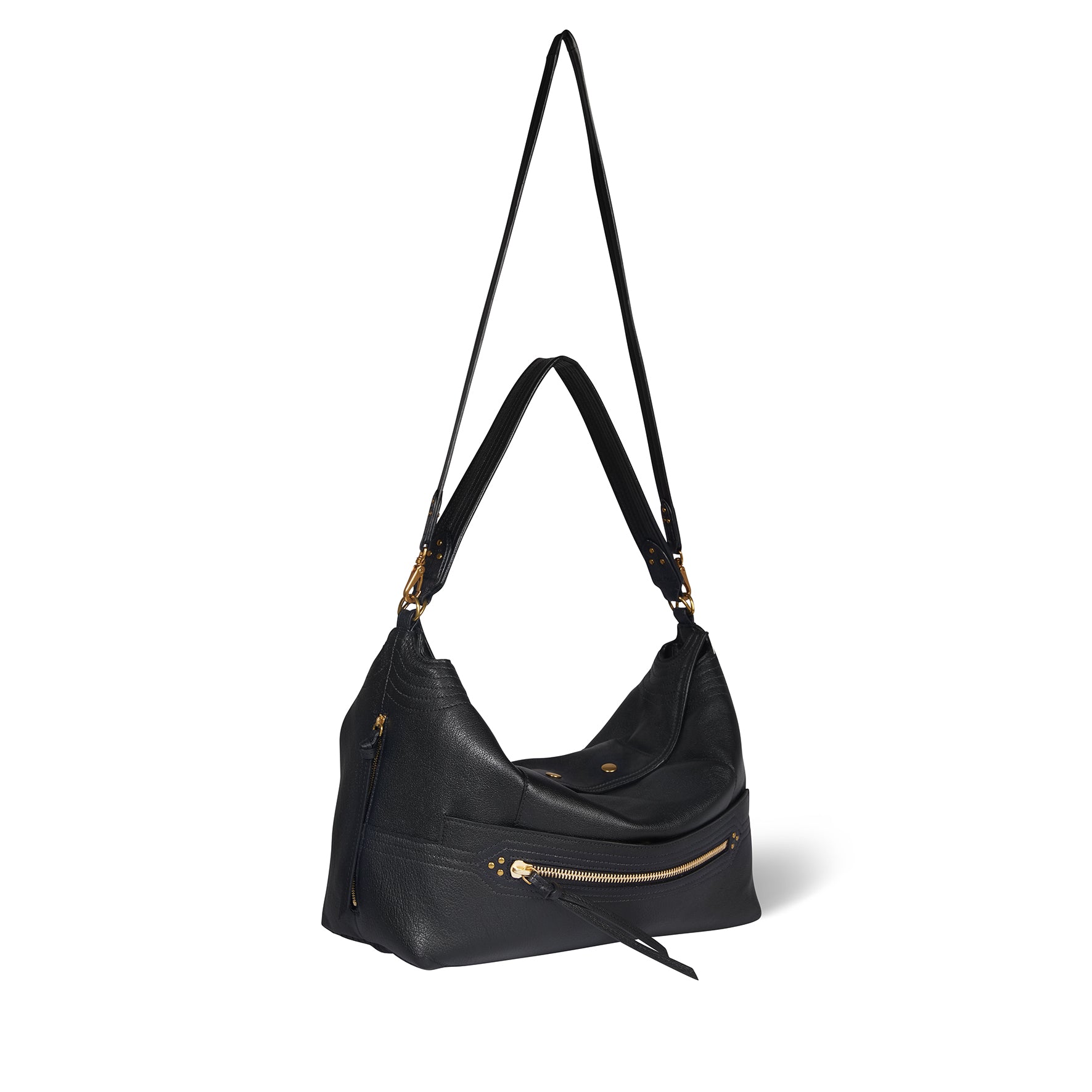 Sac Lucky Hobo Large buffle Noir Brass