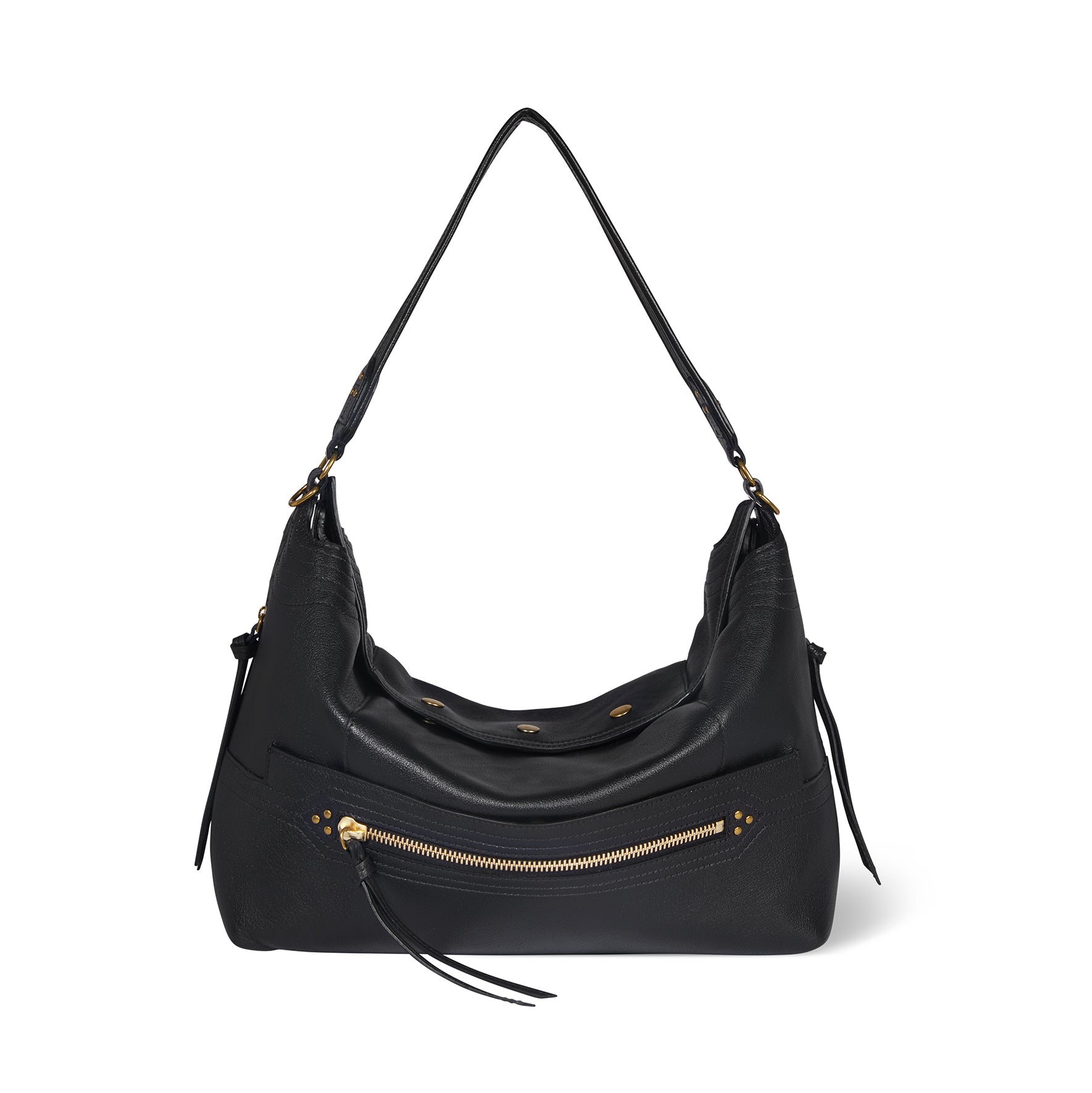 Sac Lucky Hobo Large buffle Noir Brass