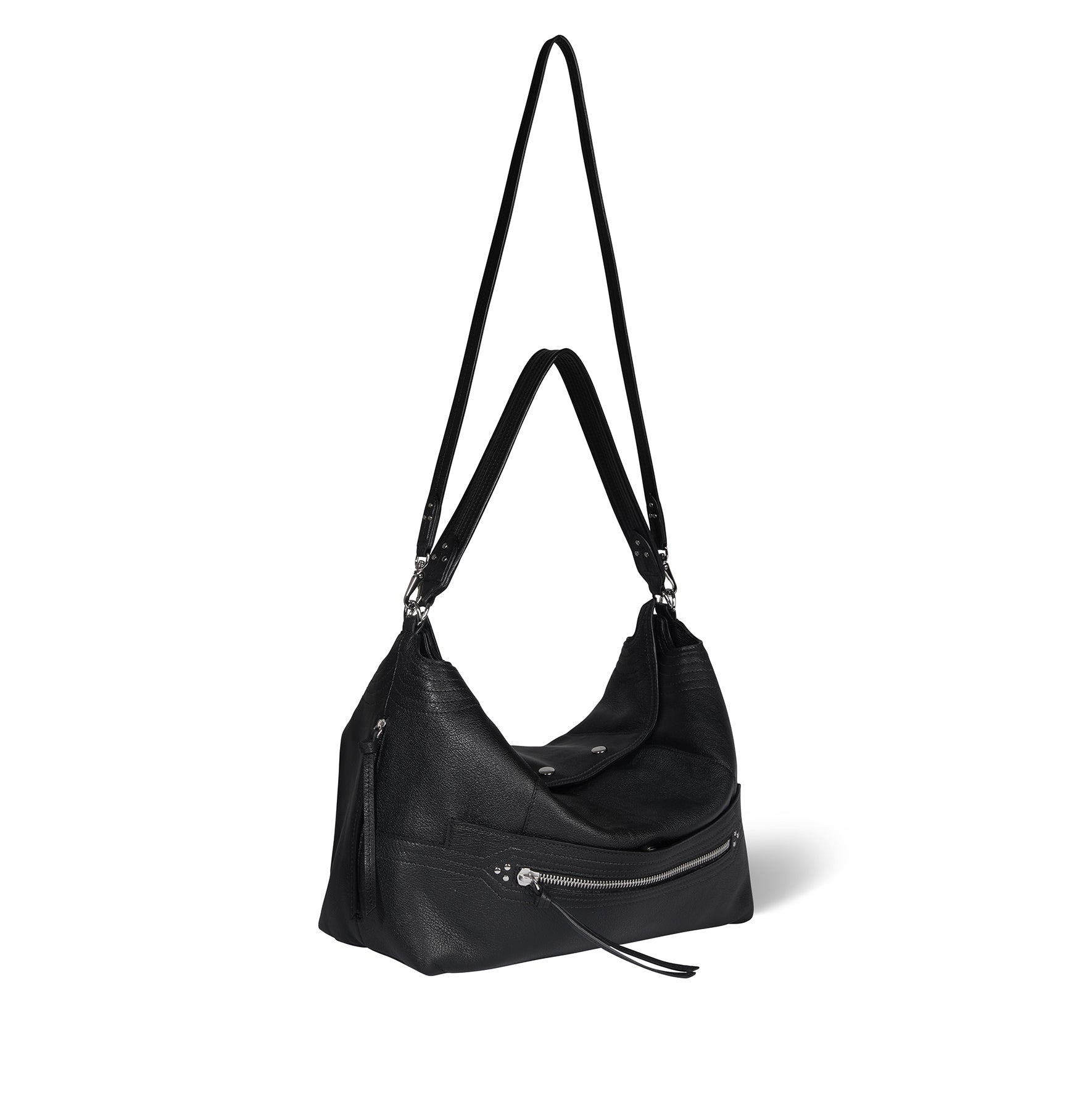 Sac Lucky Hobo Large buffle Noir Silver