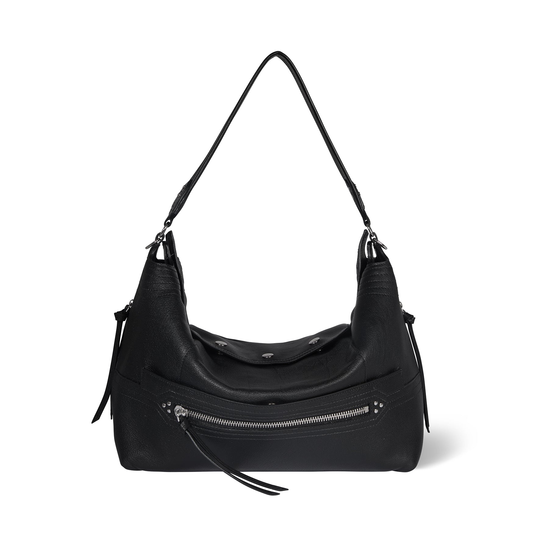 Sac Lucky Hobo Large buffle Noir Silver