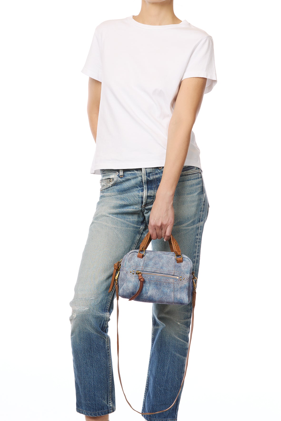 Sac Lucky Bowling Mini croute velours Washed Jean's