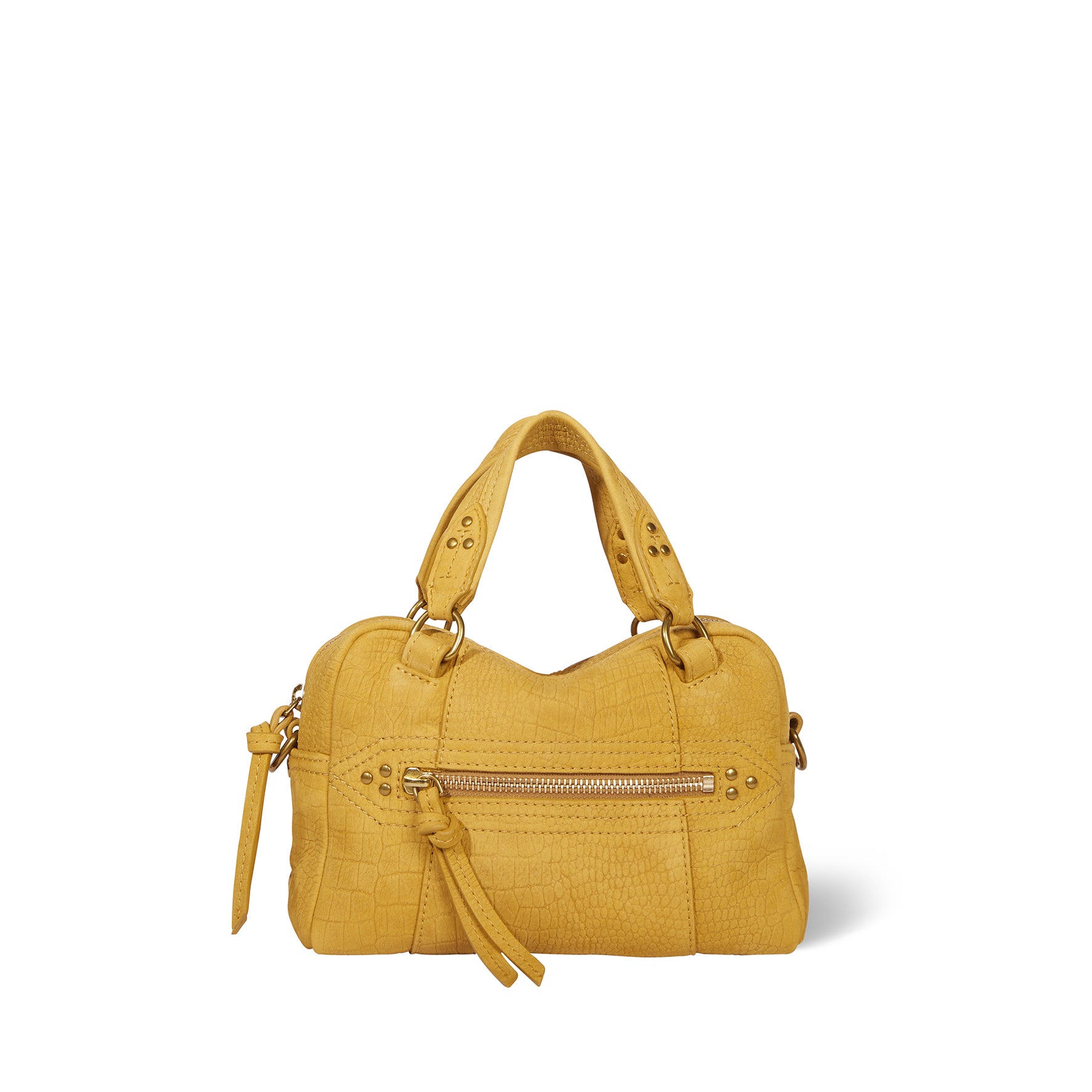 Sac Lucky Bowling Mini taurillon Imprimé Croco Moutarde