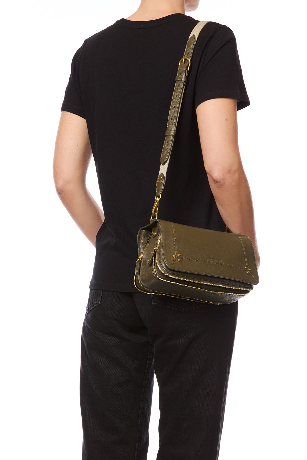 Bandoulière Sangle Fine Chèvre Kaki