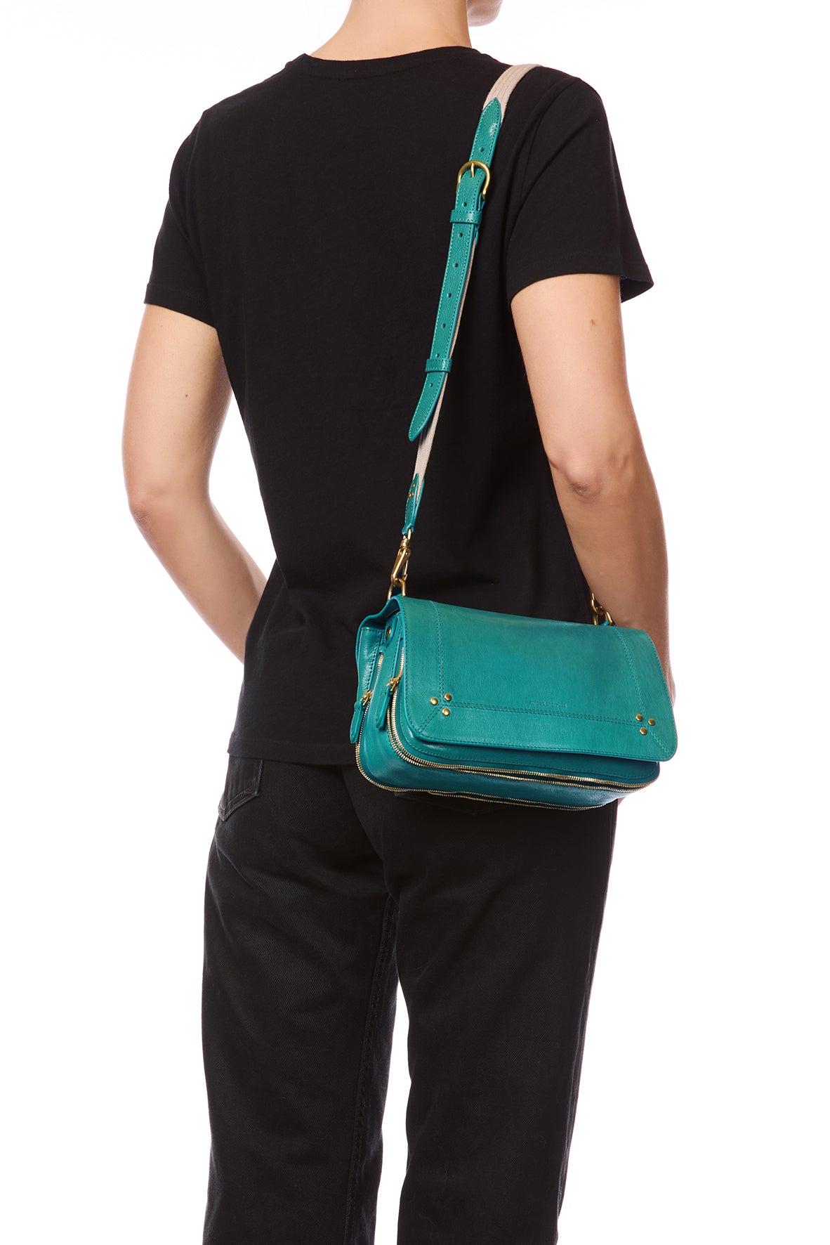 Bandoulière Sangle Fine Chèvre Turquoise